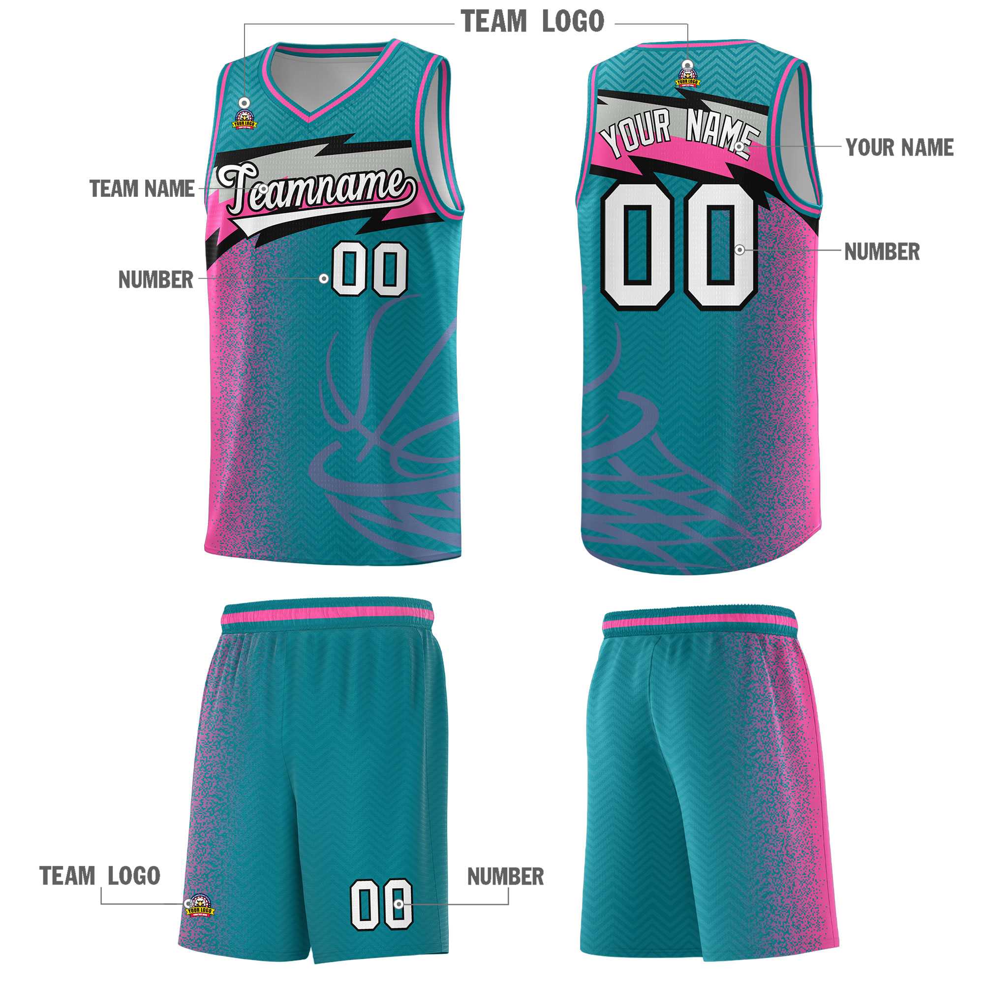Custom Aqua Dot Scatter Graffiti Pattern Sports Uniform Basketball Jersey|KXKSHOP