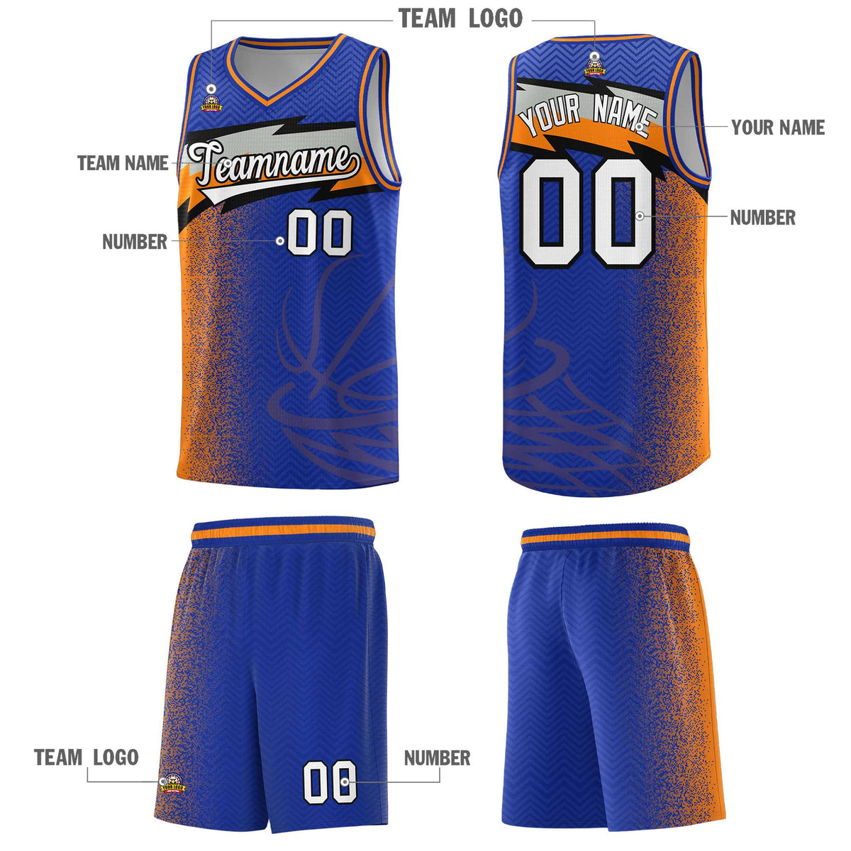 Custom Royal Dot Scatter Graffiti Pattern Sports Uniform Basketball Jersey|KXKSHOP