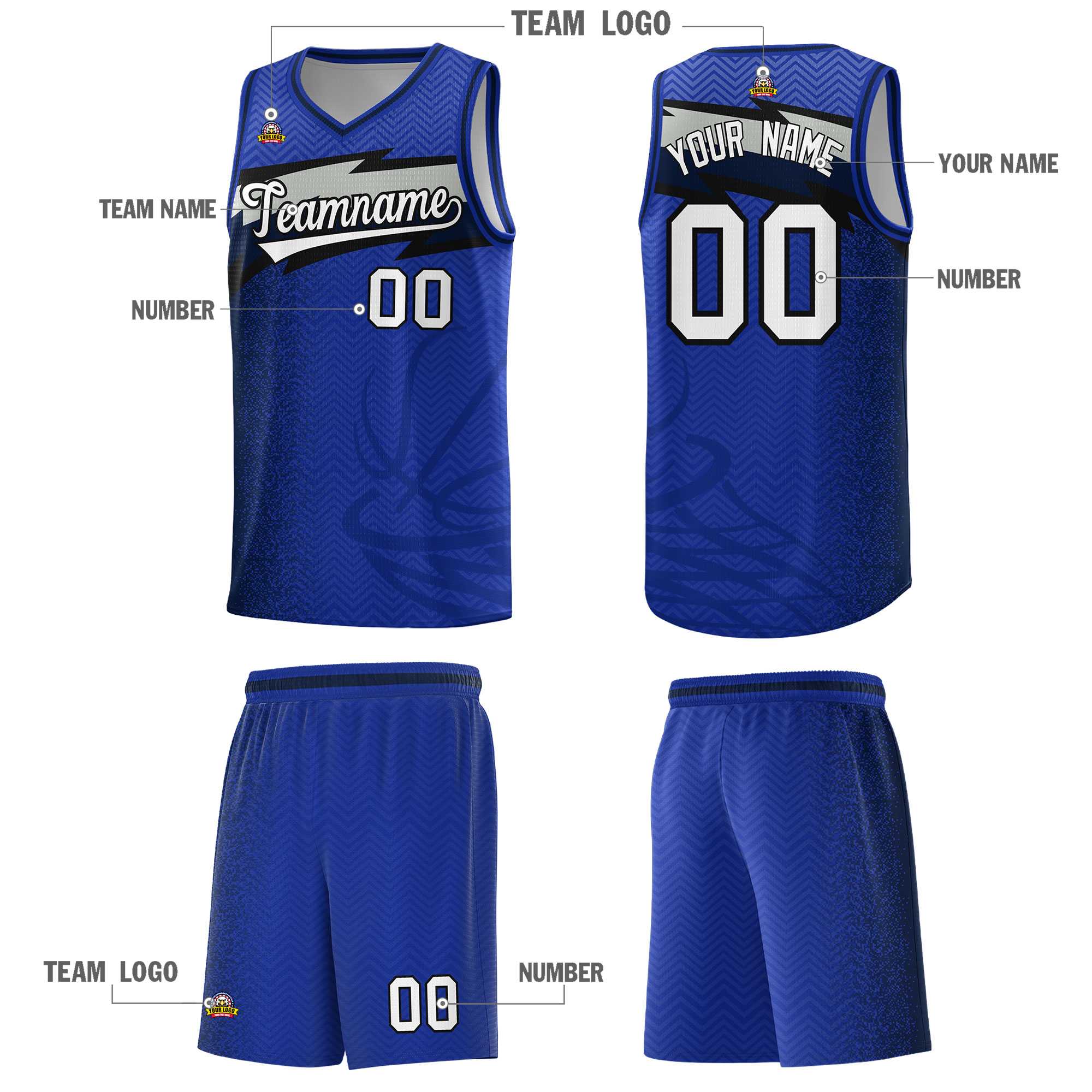 Custom Royal Dot Scatter Graffiti Pattern Sports Uniform Basketball Jersey|KXKSHOP