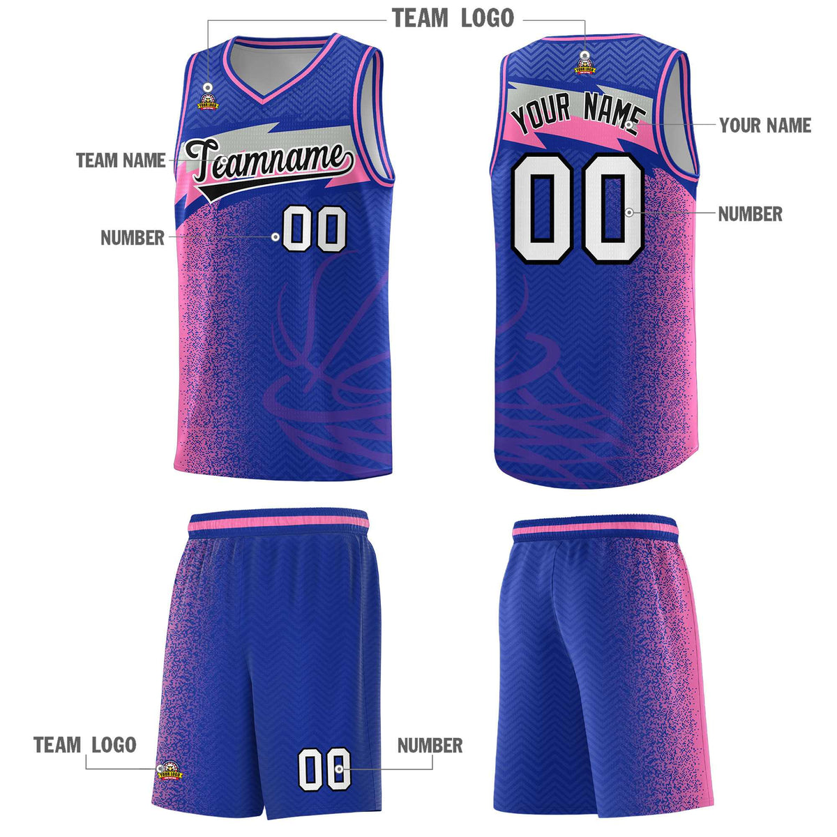Custom Royal Dot Scatter Graffiti Pattern Sports Uniform Basketball Jersey|KXKSHOP