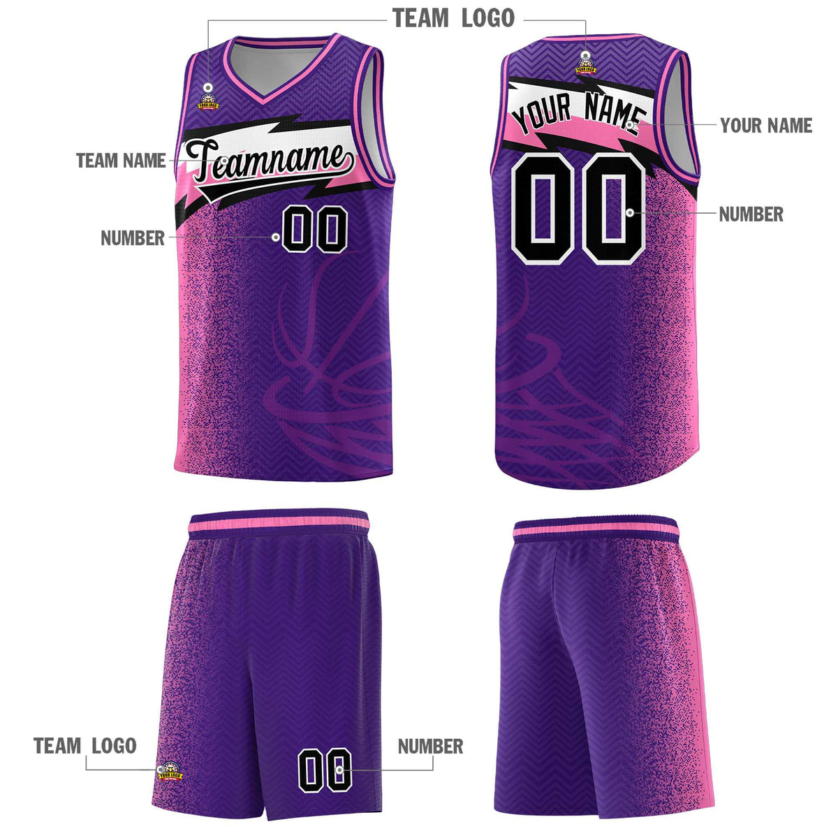 Custom Purple Dot Scatter Graffiti Pattern Sports Uniform Basketball Jersey|KXKSHOP