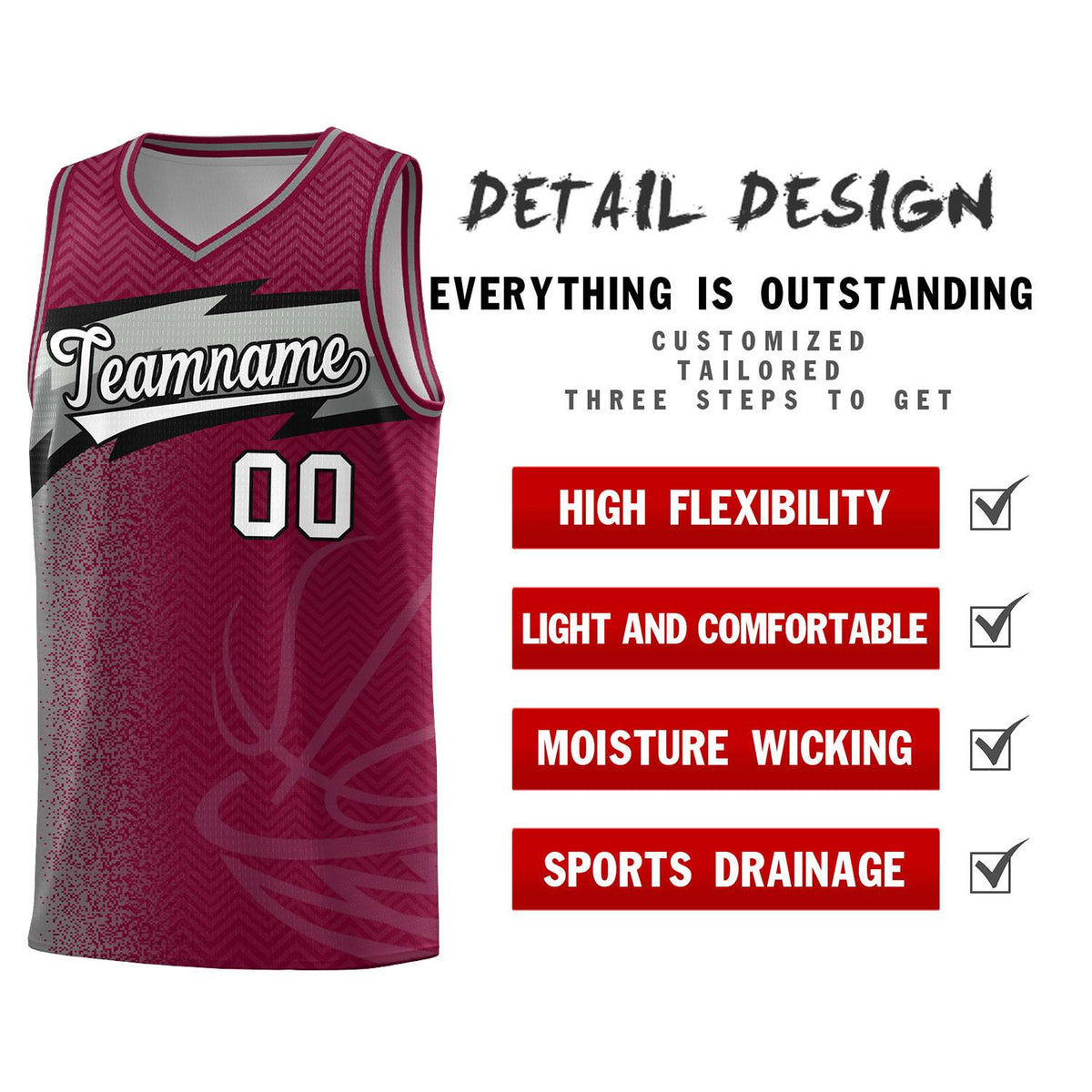 Custom Crimson Dot Scatter Graffiti Pattern Sports Uniform Basketball Jersey|KXKSHOP