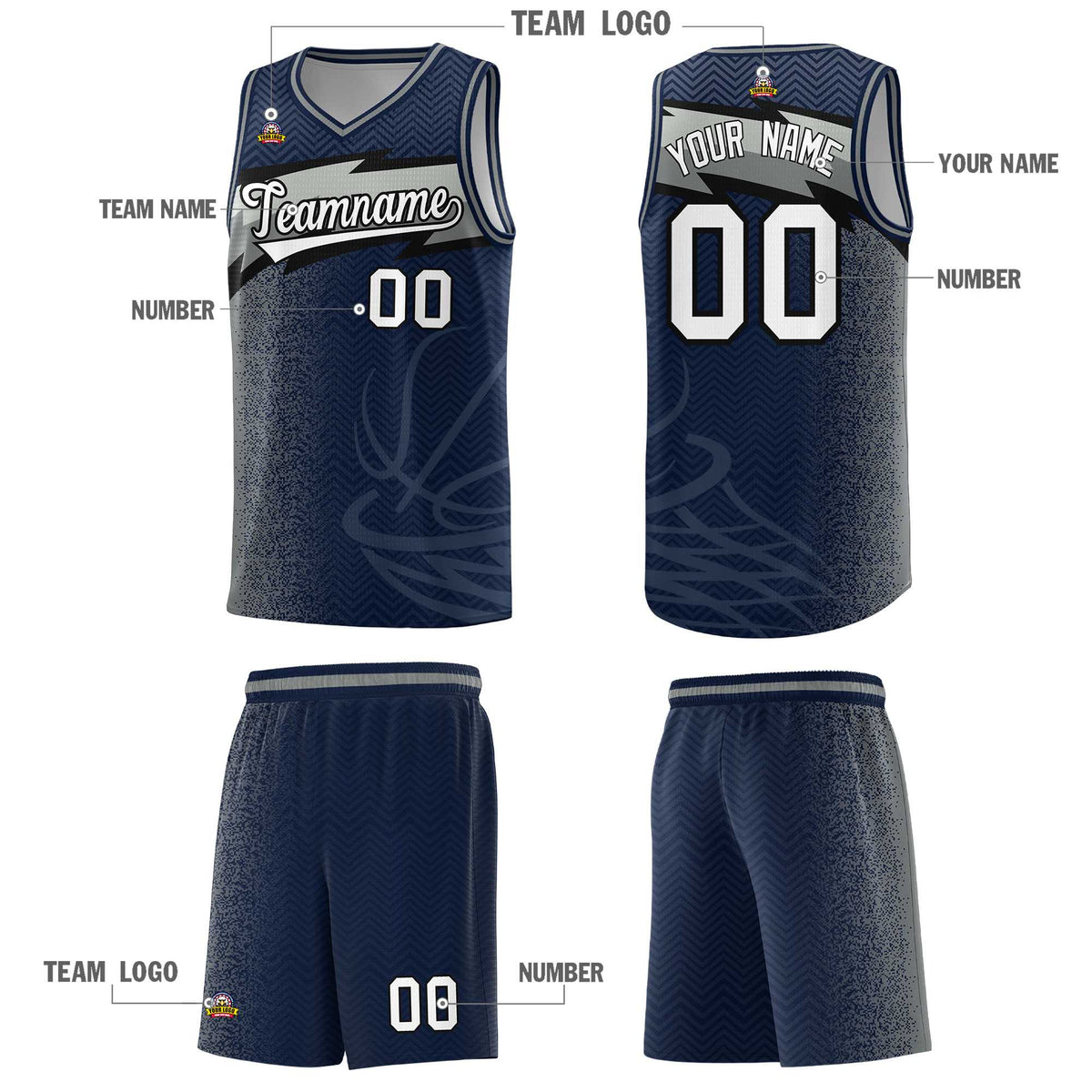 Custom Navy Dot Scatter Graffiti Pattern Sports Uniform Basketball Jersey|KXKSHOP