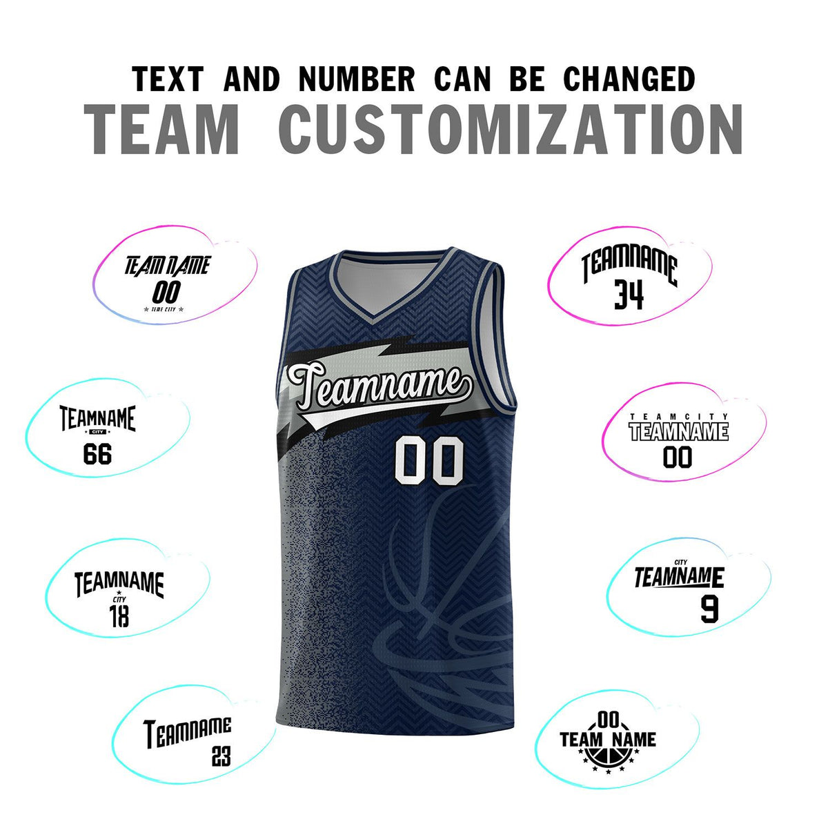 Custom Navy Dot Scatter Graffiti Pattern Sports Uniform Basketball Jersey|KXKSHOP