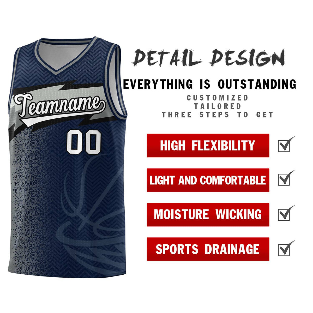 Custom Navy Dot Scatter Graffiti Pattern Sports Uniform Basketball Jersey|KXKSHOP
