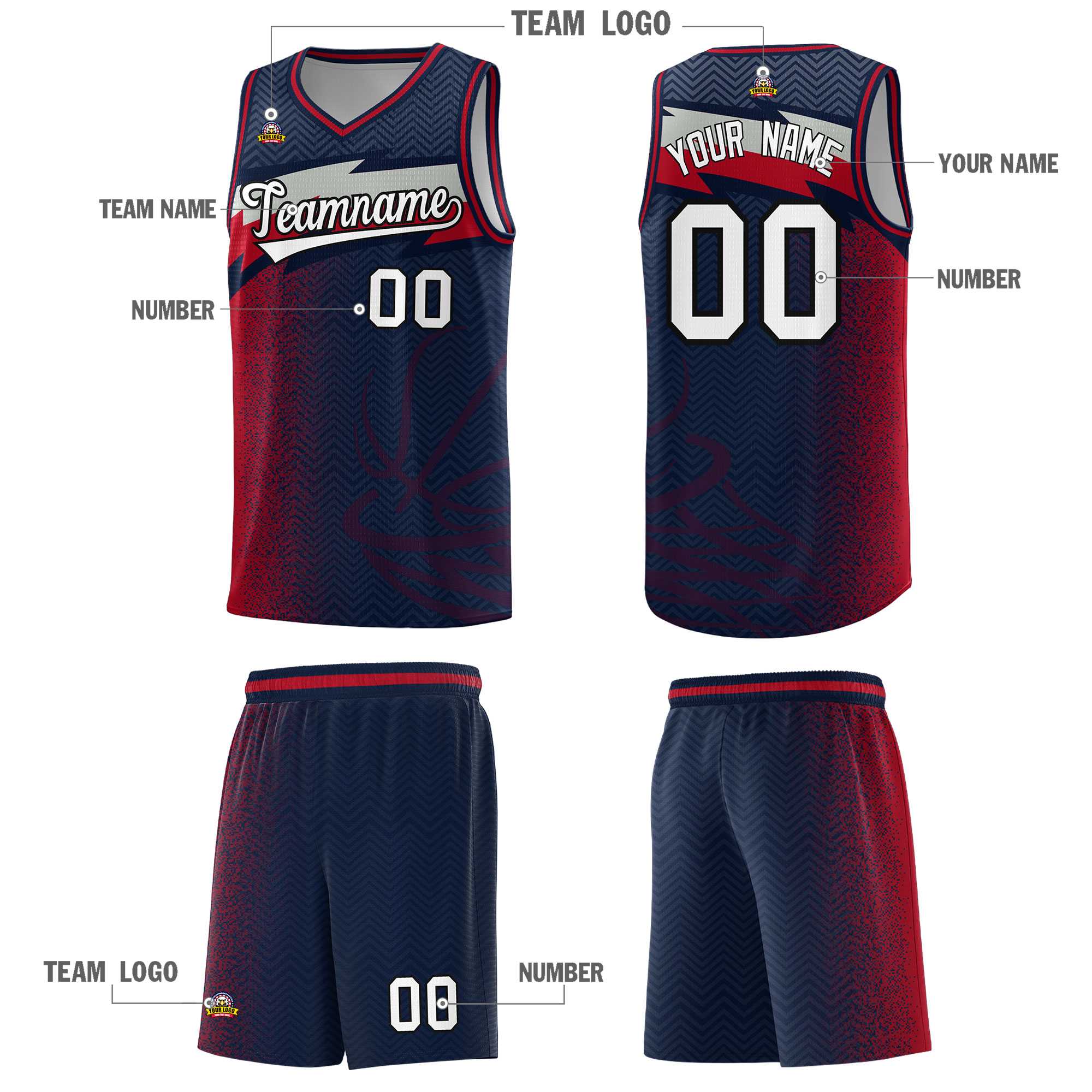 Custom Navy Dot Scatter Graffiti Pattern Sports Uniform Basketball Jersey|KXKSHOP