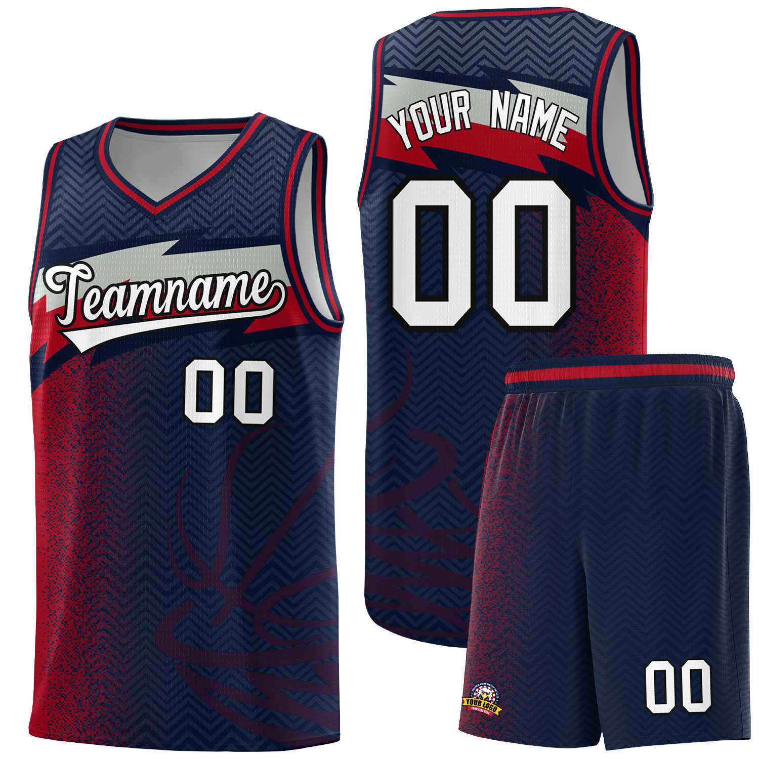 Custom Navy Dot Scatter Graffiti Pattern Sports Uniform Basketball Jersey|KXKSHOP