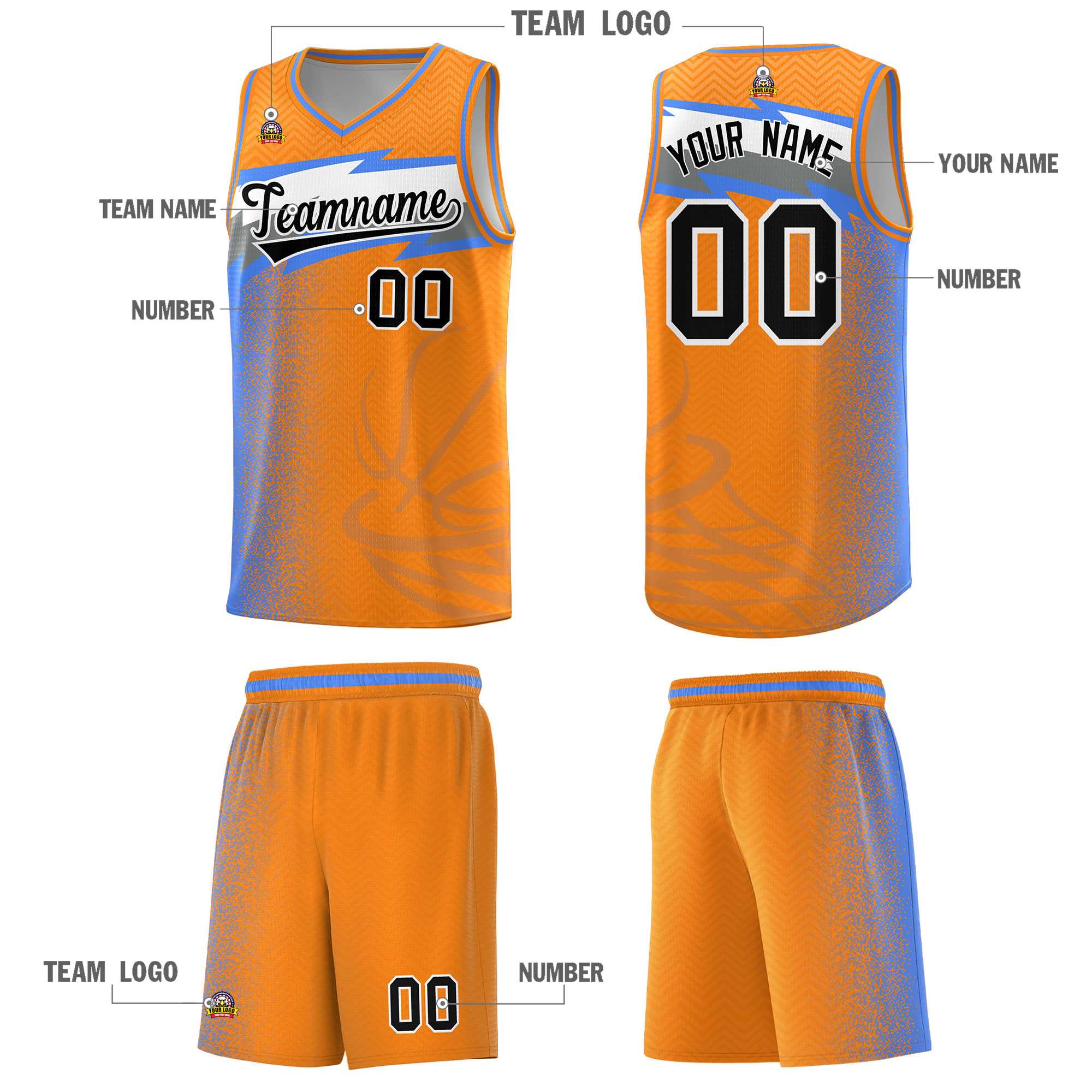 Custom Broncos Orange Dot Scatter Graffiti Pattern Sports Uniform Basketball Jersey|KXKSHOP