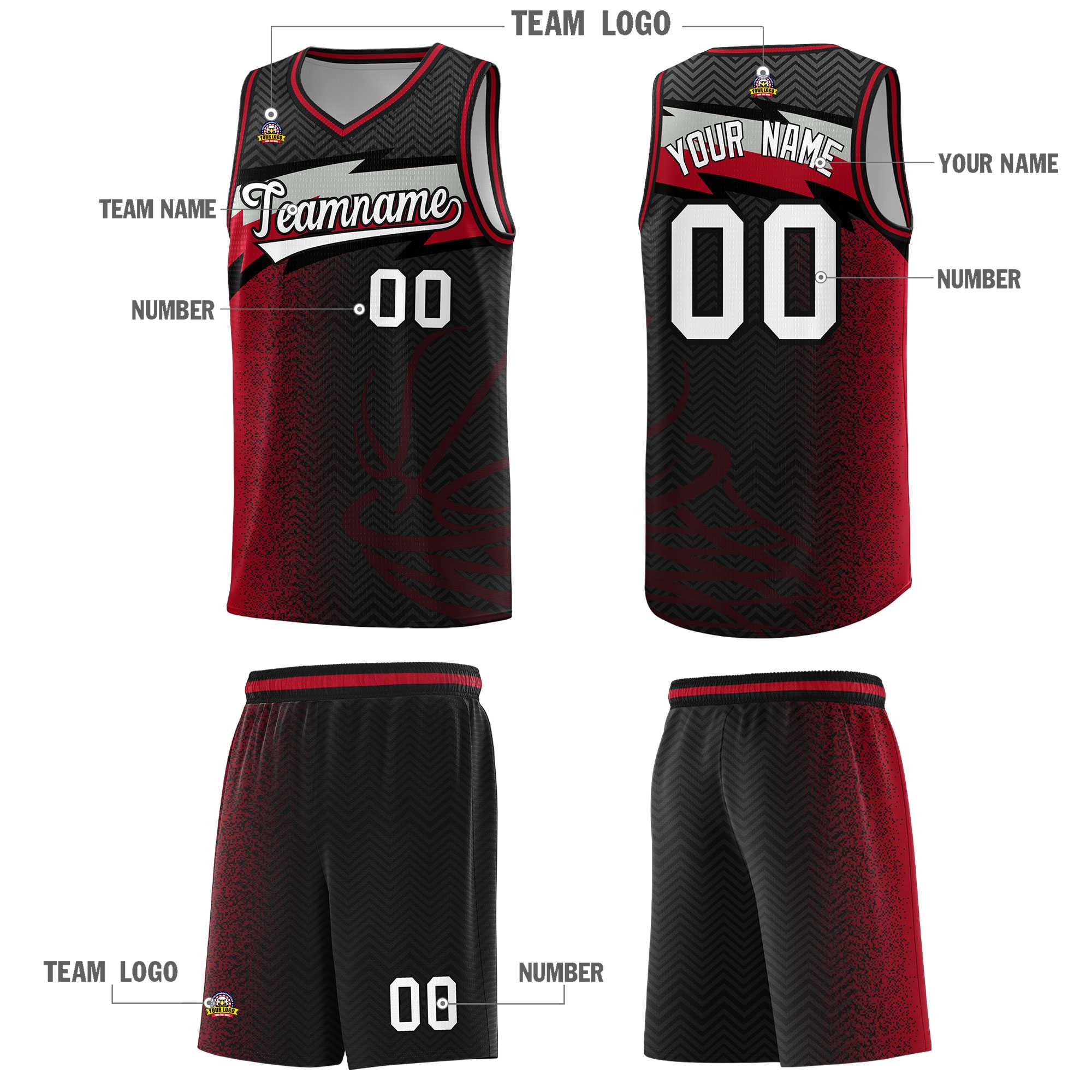 Custom Black Dot Scatter Graffiti Pattern Sports Uniform Basketball Jersey|KXKSHOP