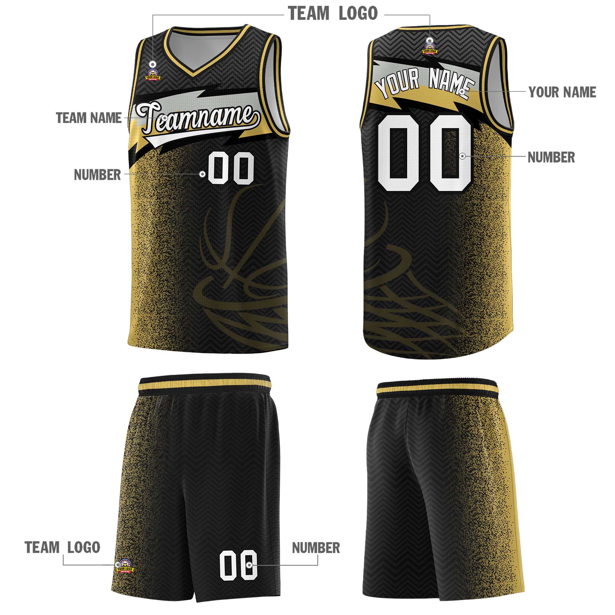 Custom Black Dot Scatter Graffiti Pattern Sports Uniform Basketball Jersey|KXKSHOP