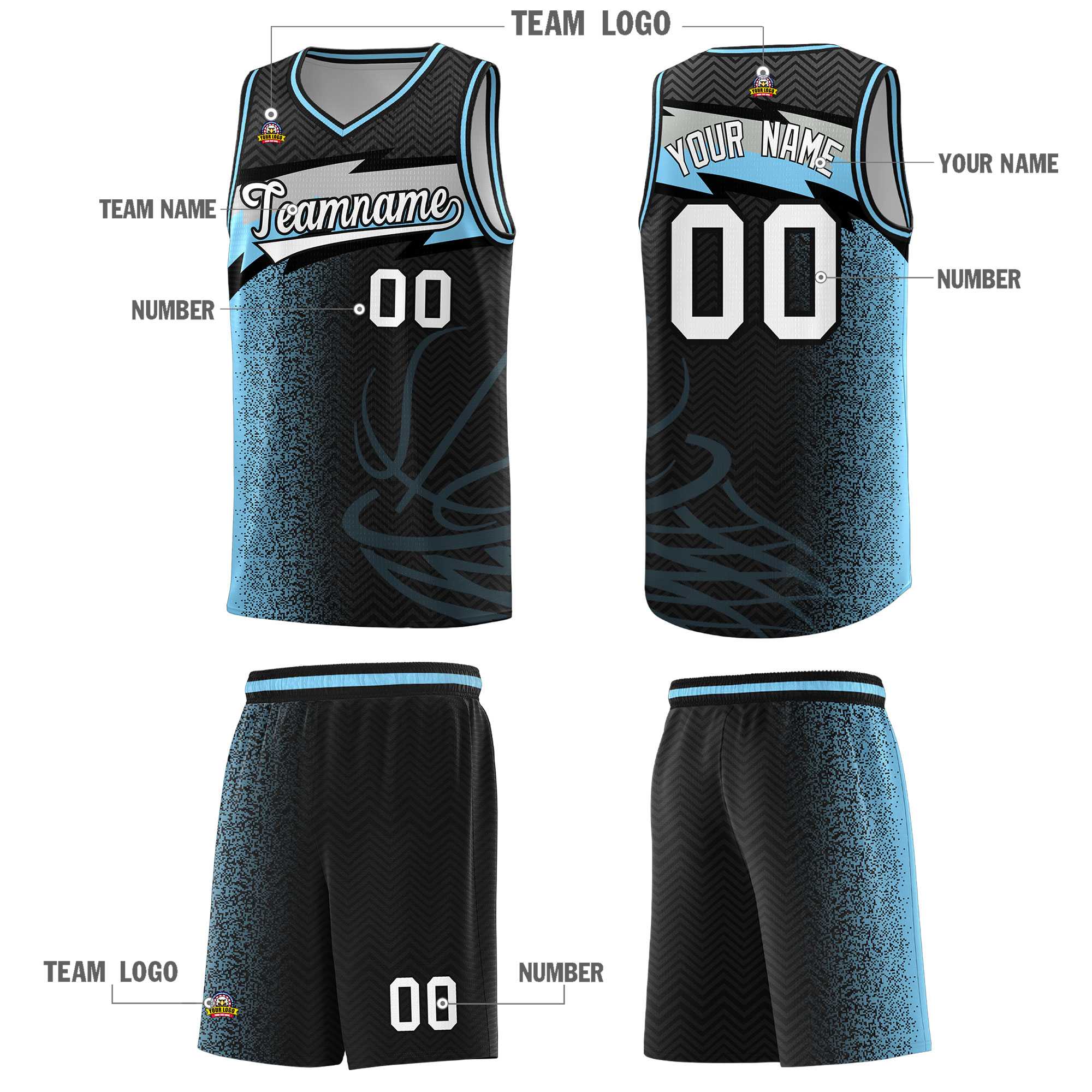 Custom Black Dot Scatter Graffiti Pattern Sports Uniform Basketball Jersey|KXKSHOP