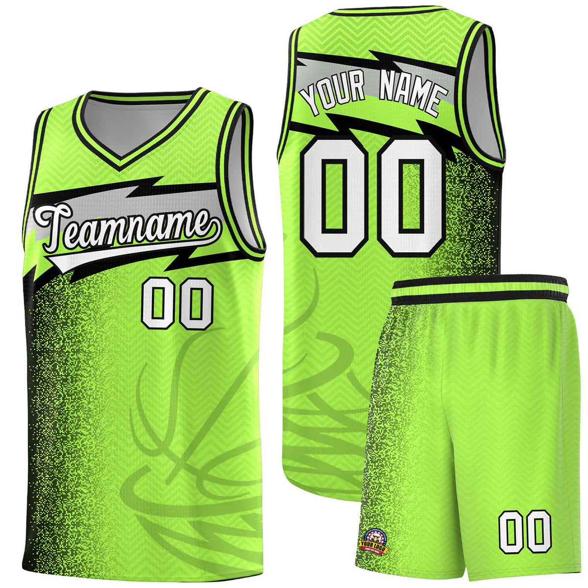 Custom Neon Green Dot Scatter Graffiti Pattern Sports Uniform Basketball Jersey|KXKSHOP