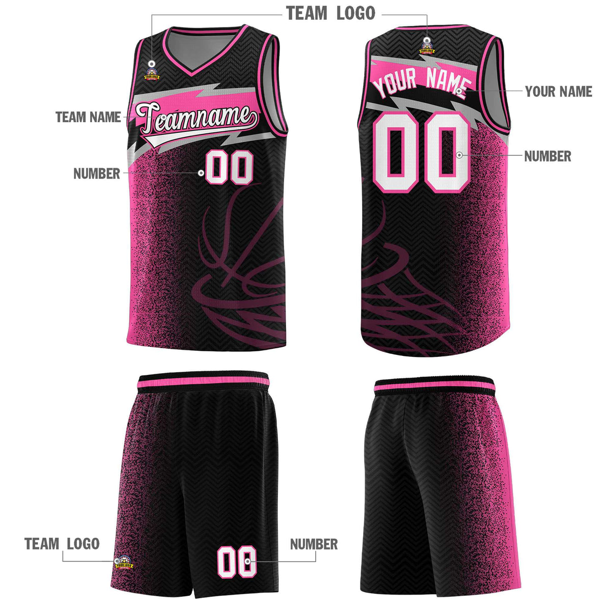 Custom Black Dot Scatter Graffiti Pattern Sports Uniform Basketball Jersey|KXKSHOP