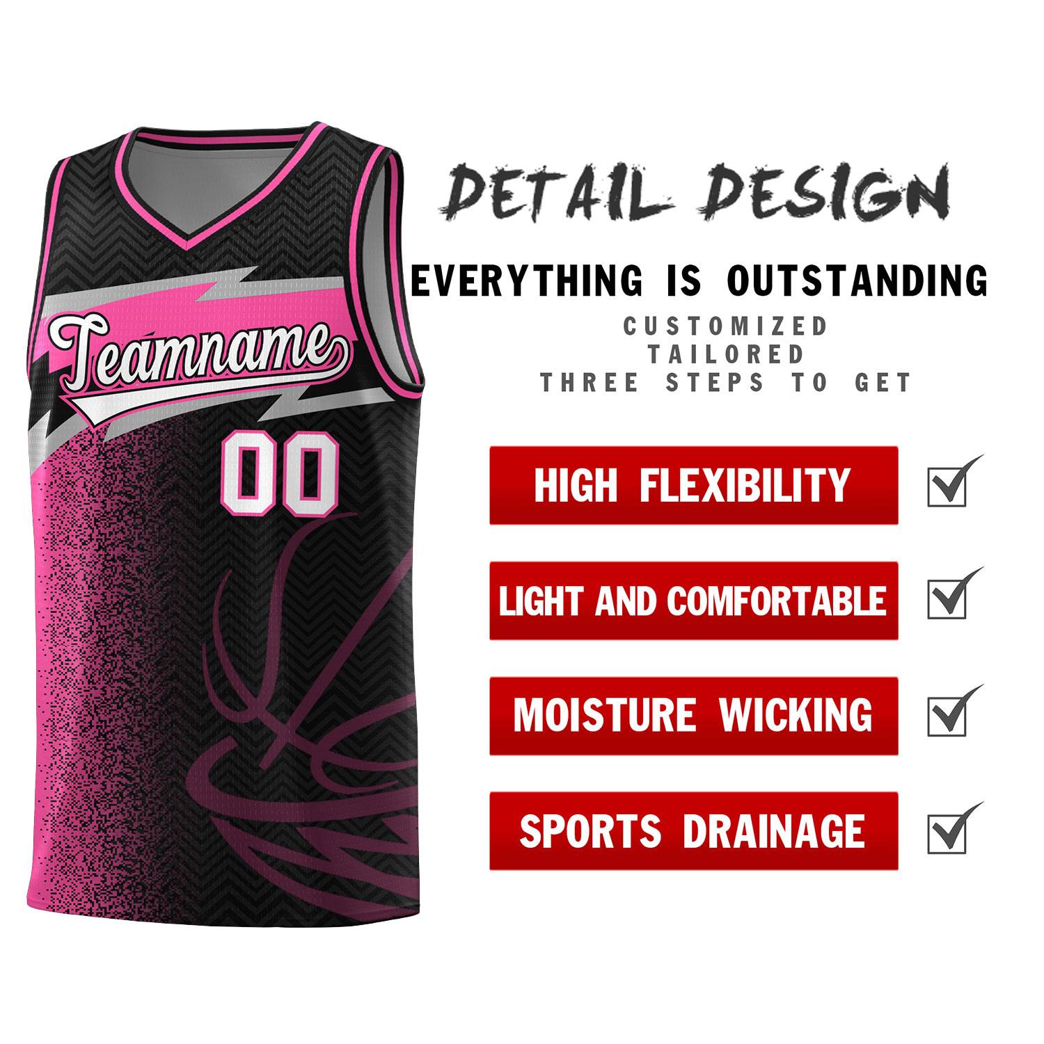 Custom Black Dot Scatter Graffiti Pattern Sports Uniform Basketball Jersey|KXKSHOP