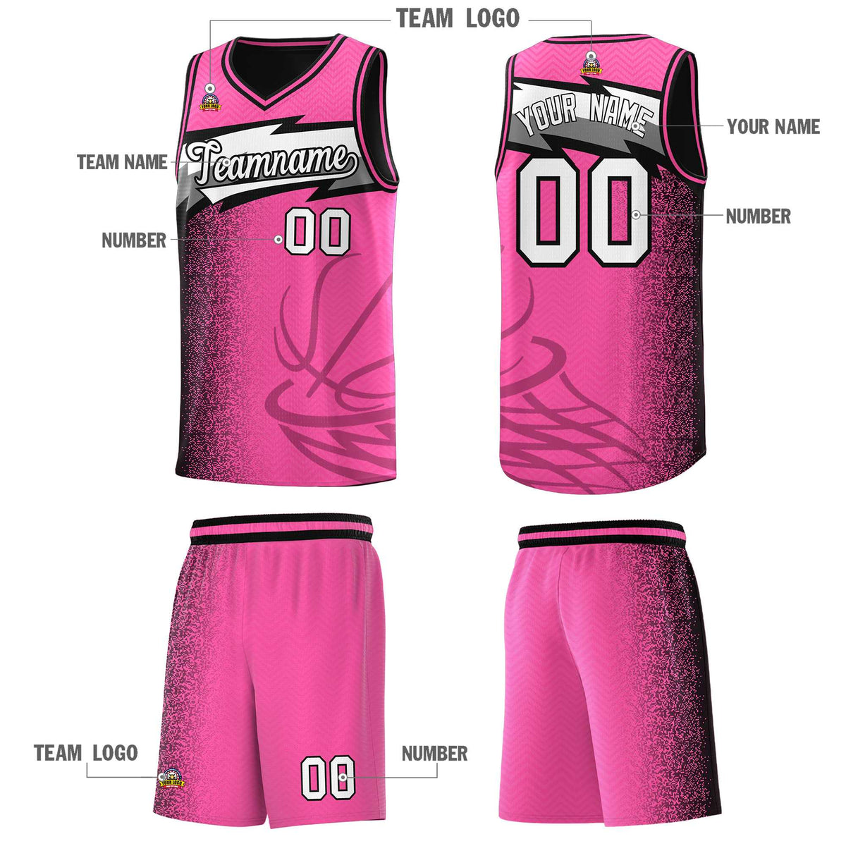 Custom Pink Dot Scatter Graffiti Pattern Sports Uniform Basketball Jersey|KXKSHOP