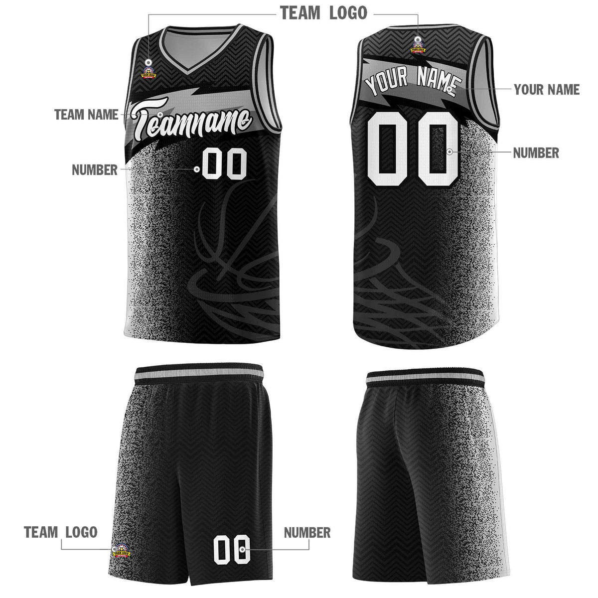 Custom Black Dot Scatter Graffiti Pattern Sports Uniform Basketball Jersey|KXKSHOP