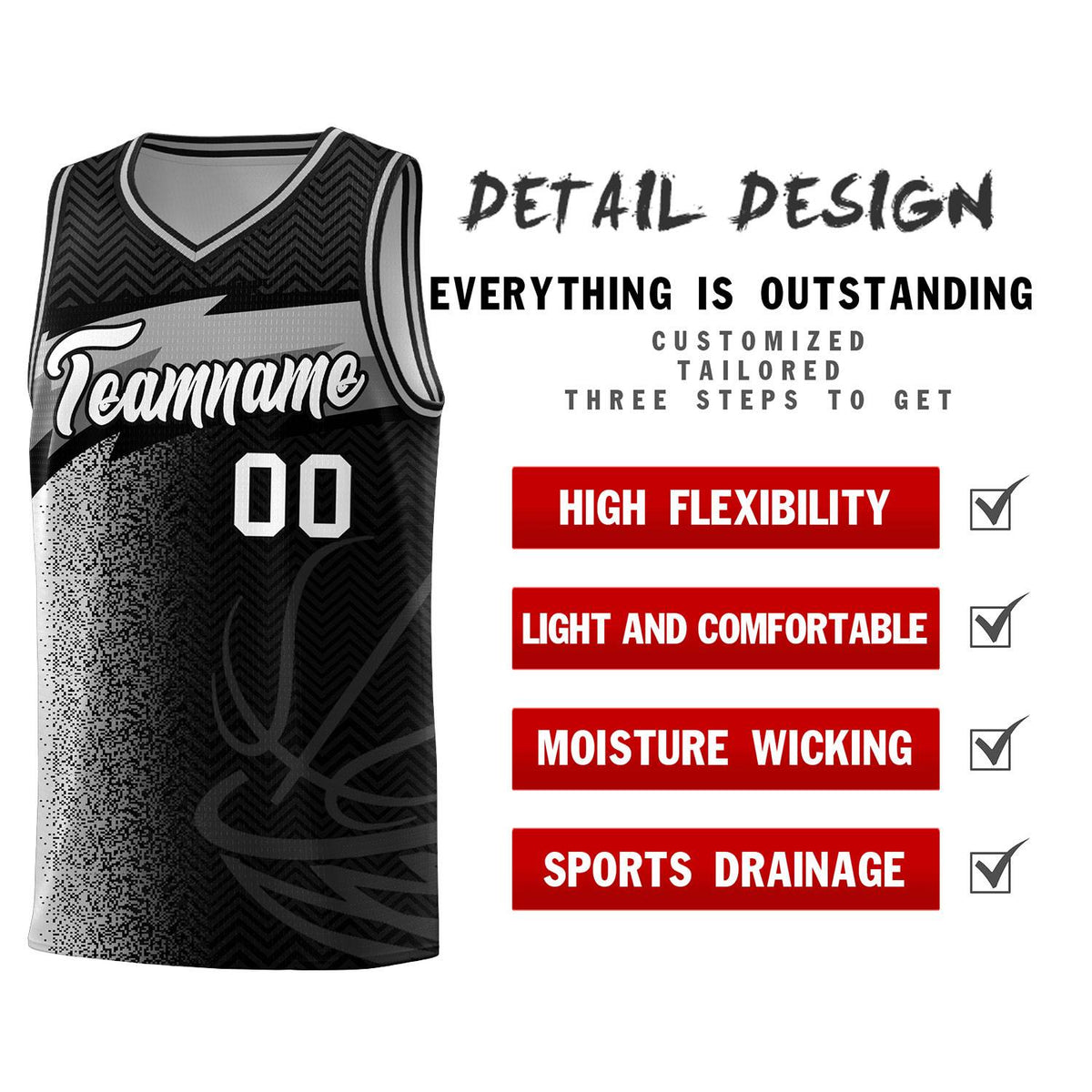 Custom Black Dot Scatter Graffiti Pattern Sports Uniform Basketball Jersey|KXKSHOP