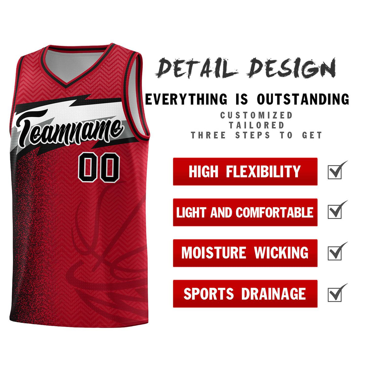 Custom Red Dot Scatter Graffiti Pattern Sports Uniform Basketball Jersey|KXKSHOP