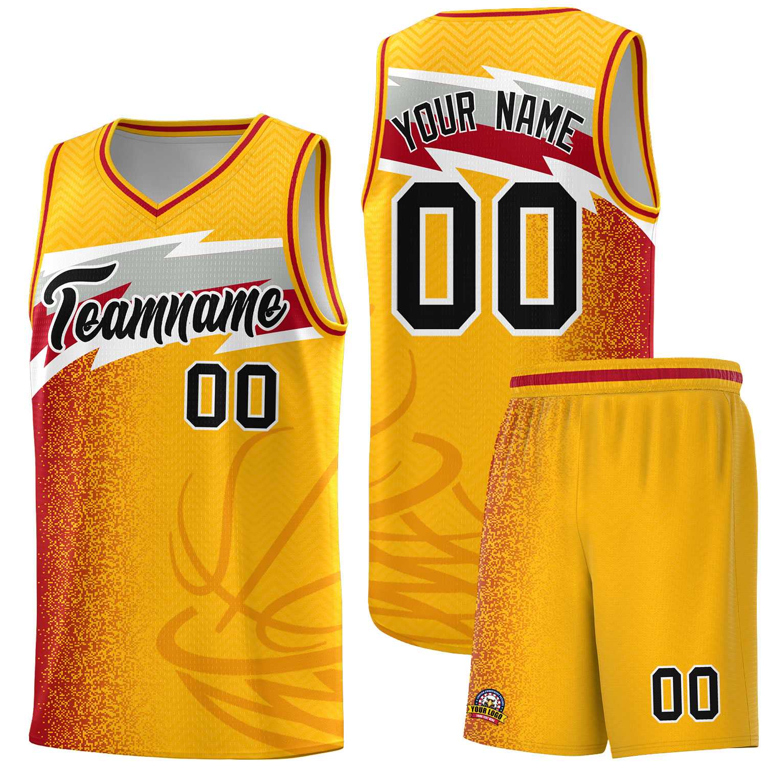 Custom Gold Dot Scatter Graffiti Pattern Sports Uniform Basketball Jersey|KXKSHOP