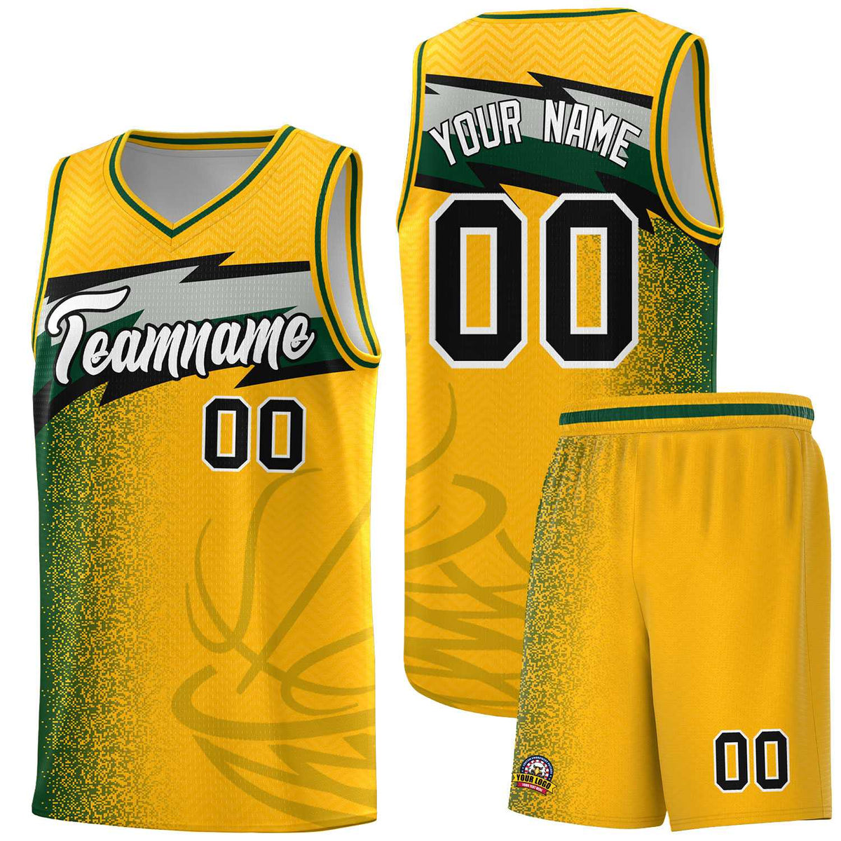 Custom Gold Dot Scatter Graffiti Pattern Sports Uniform Basketball Jersey|KXKSHOP