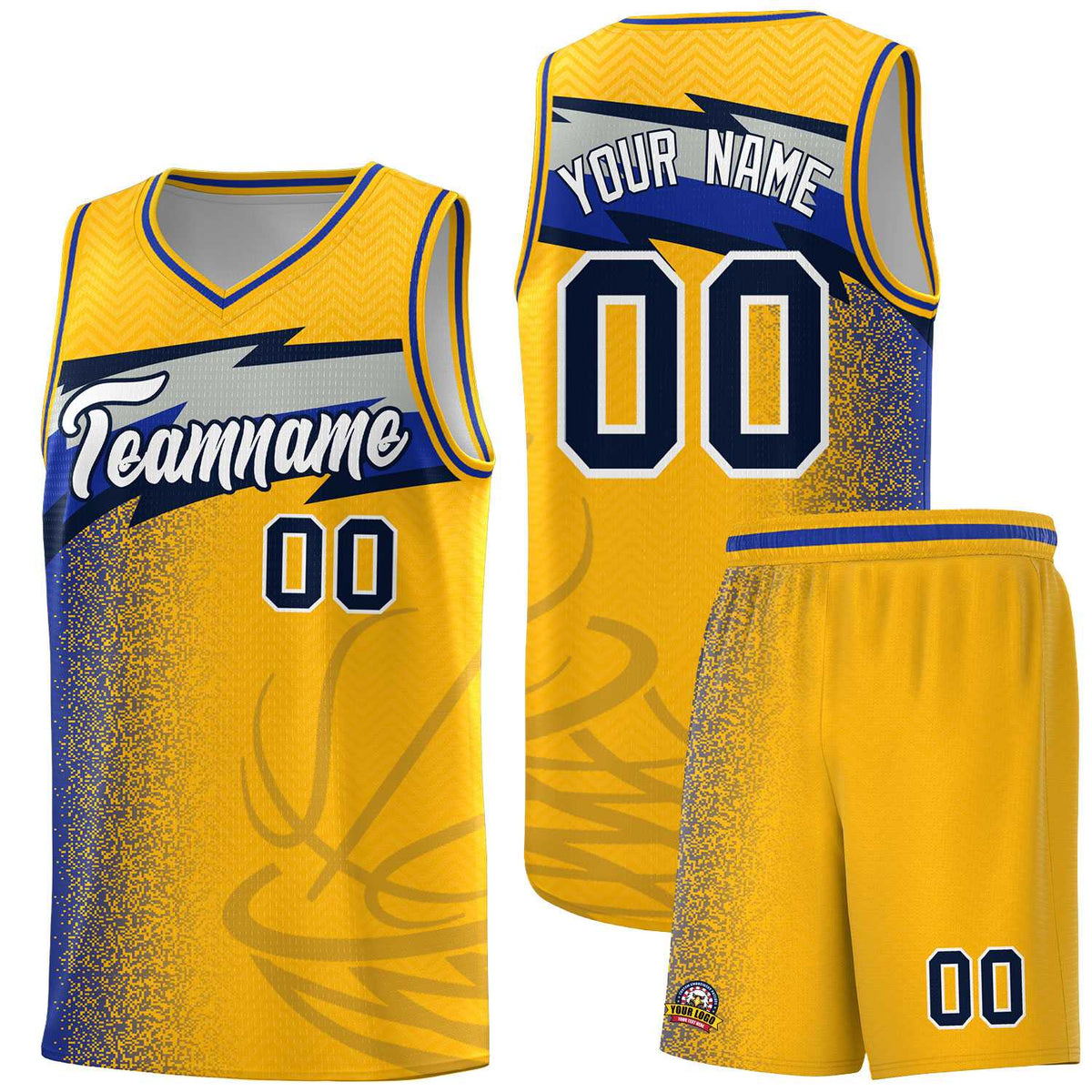 Custom Gold Dot Scatter Graffiti Pattern Sports Uniform Basketball Jersey|KXKSHOP