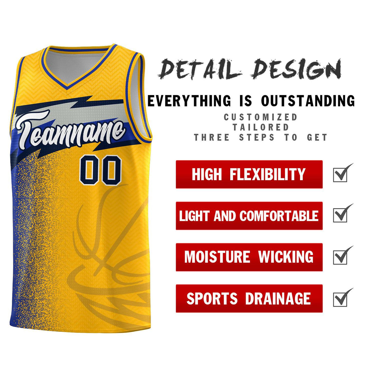 Custom Gold Dot Scatter Graffiti Pattern Sports Uniform Basketball Jersey|KXKSHOP