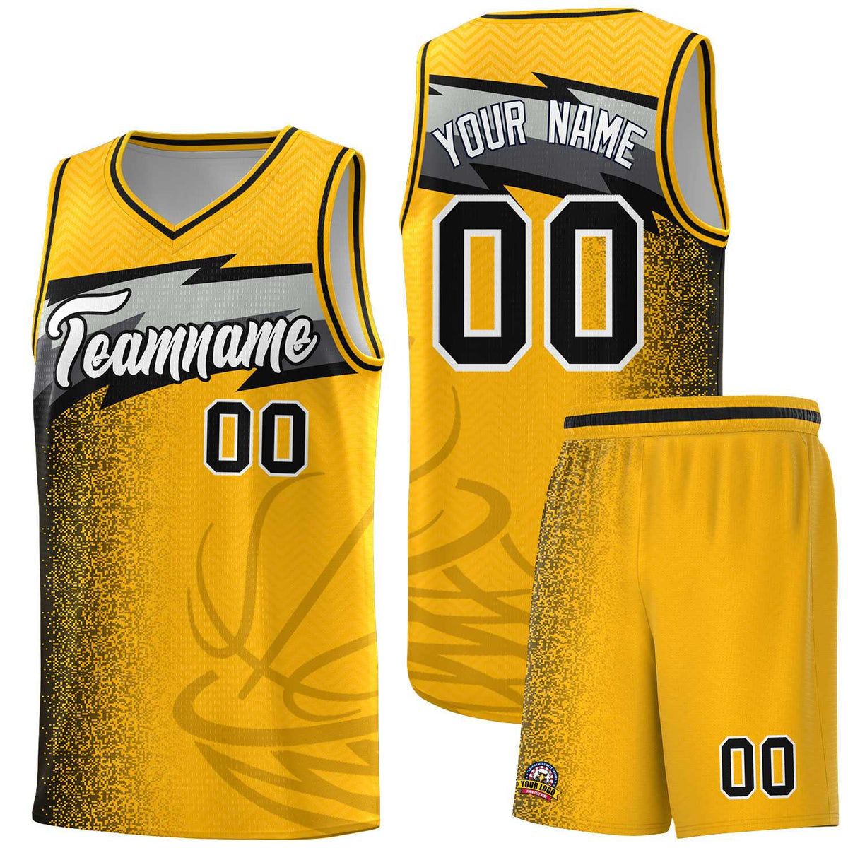 Custom Gold Dot Scatter Graffiti Pattern Sports Uniform Basketball Jersey|KXKSHOP