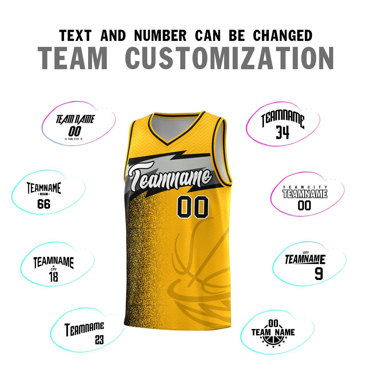 Custom Gold Dot Scatter Graffiti Pattern Sports Uniform Basketball Jersey|KXKSHOP
