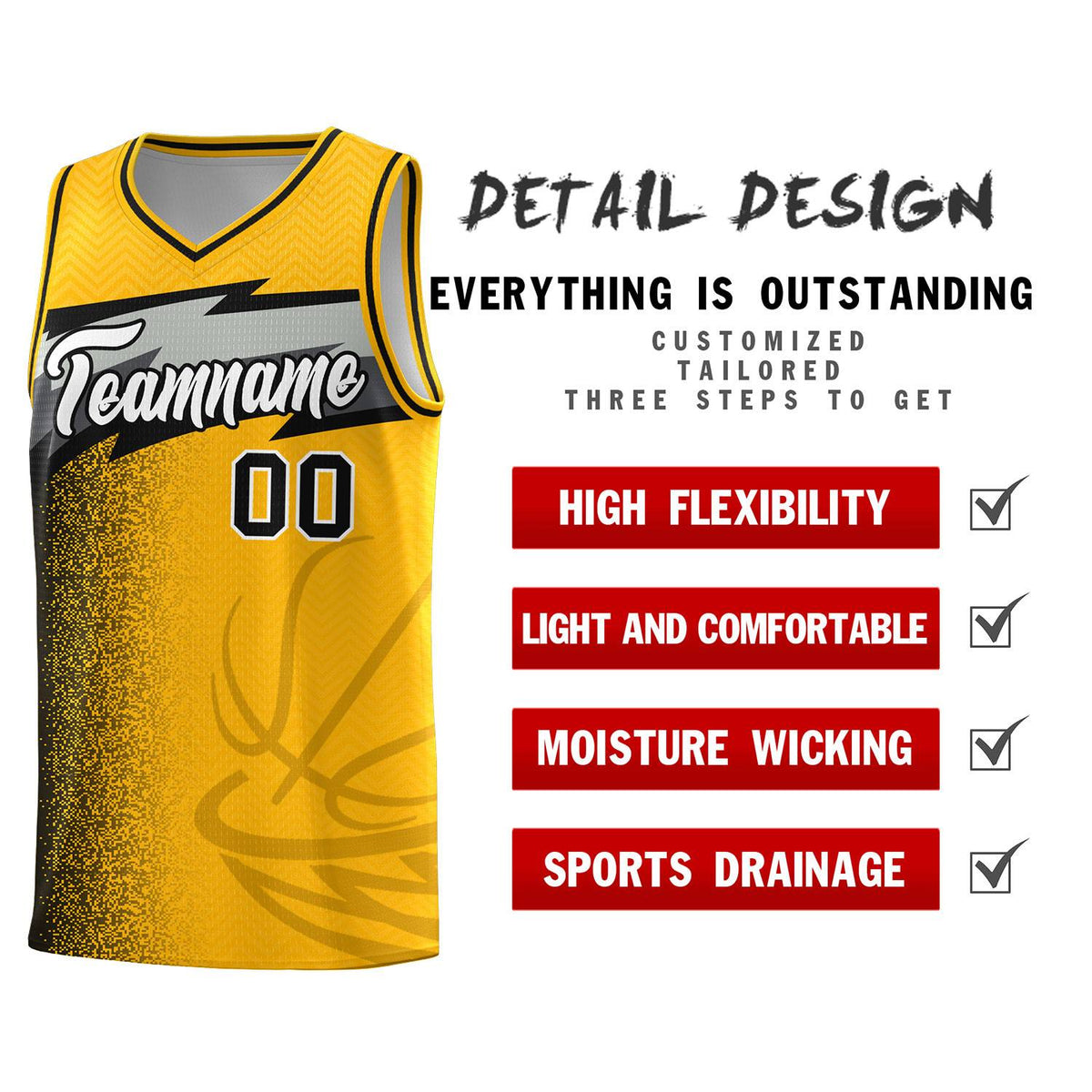 Custom Gold Dot Scatter Graffiti Pattern Sports Uniform Basketball Jersey|KXKSHOP