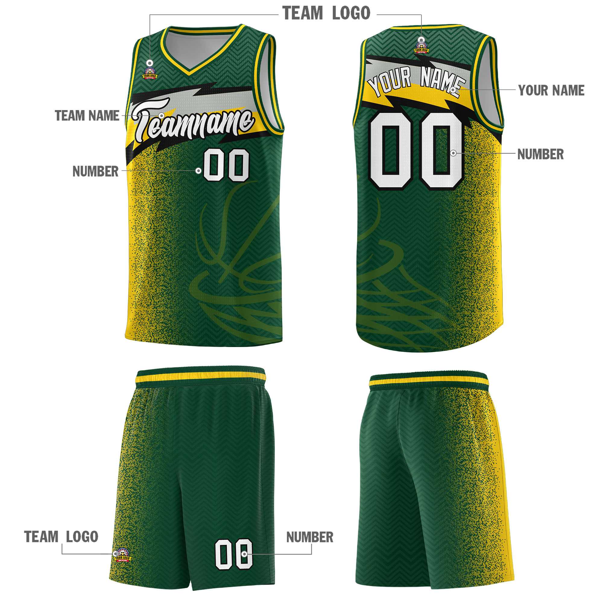 Custom Kelly Green Dot Scatter Graffiti Pattern Sports Uniform Basketball Jersey|KXKSHOP