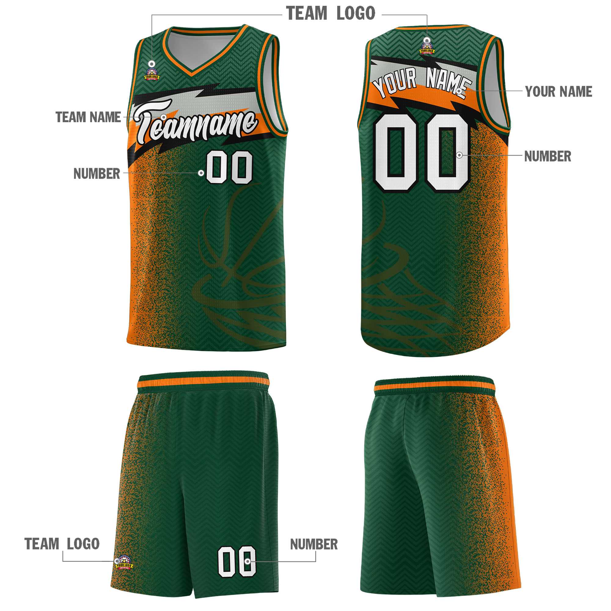 Custom Kelly Green Dot Scatter Graffiti Pattern Sports Uniform Basketball Jersey|KXKSHOP