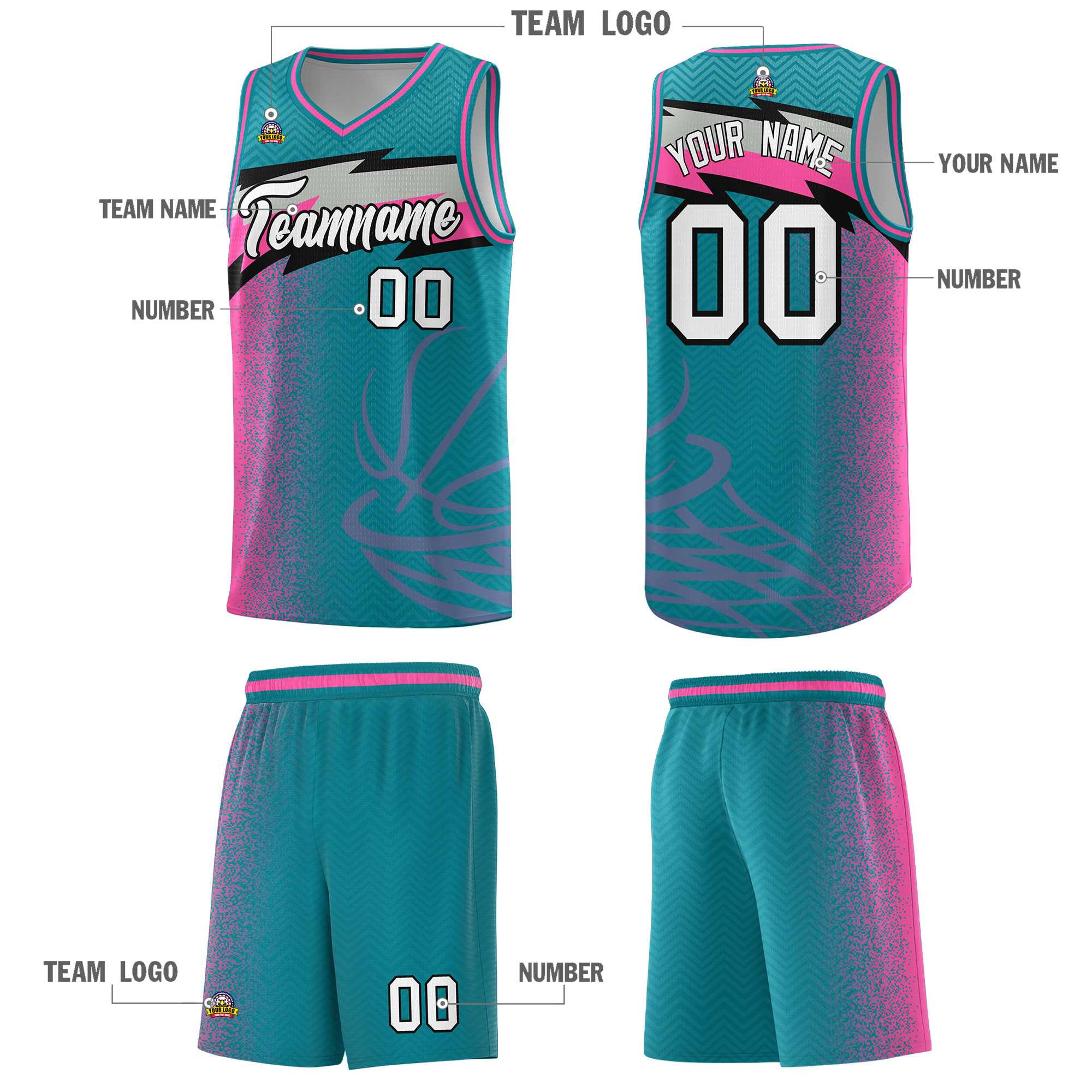 Custom Aqua Dot Scatter Graffiti Pattern Sports Uniform Basketball Jersey|KXKSHOP