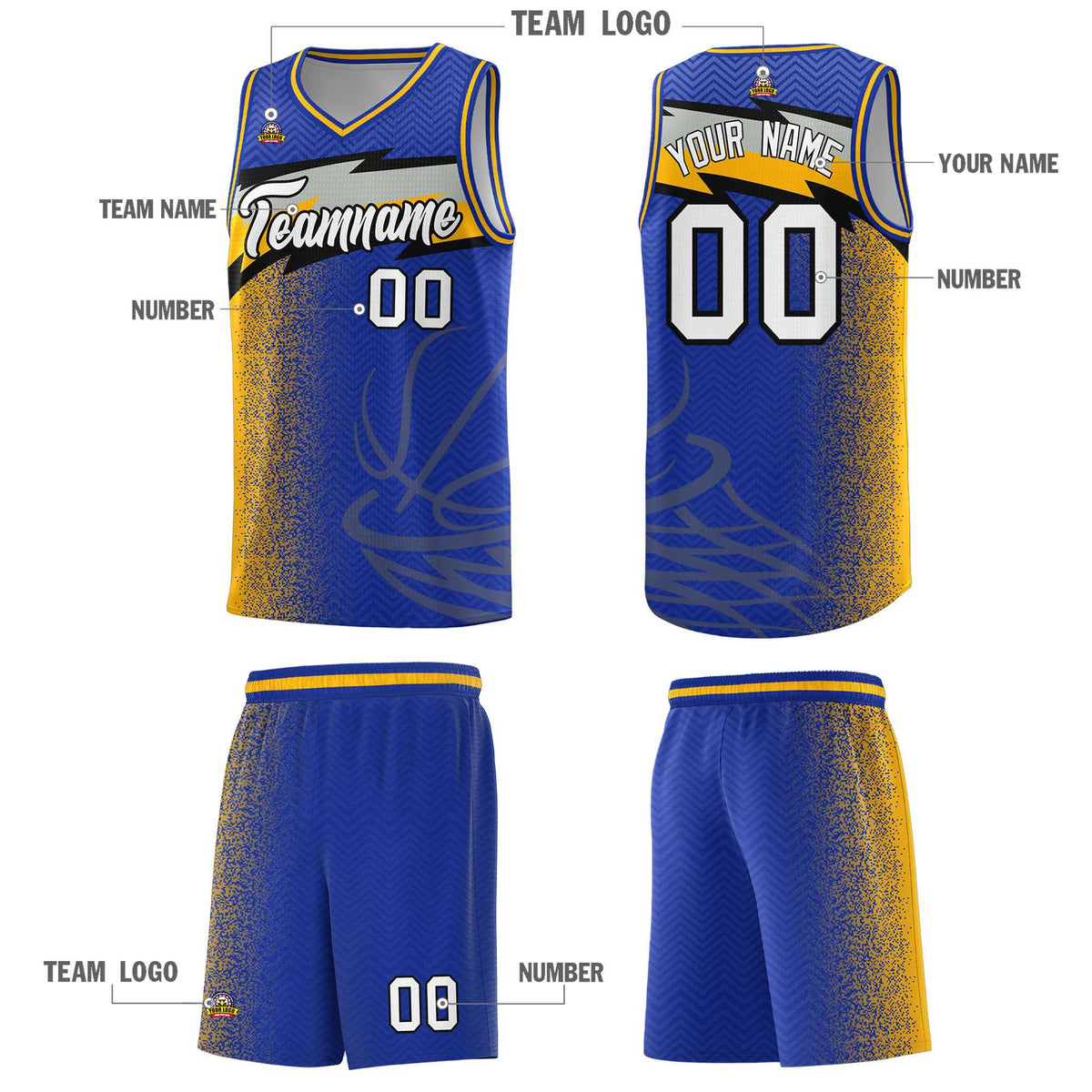 Custom Royal Dot Scatter Graffiti Pattern Sports Uniform Basketball Jersey|KXKSHOP