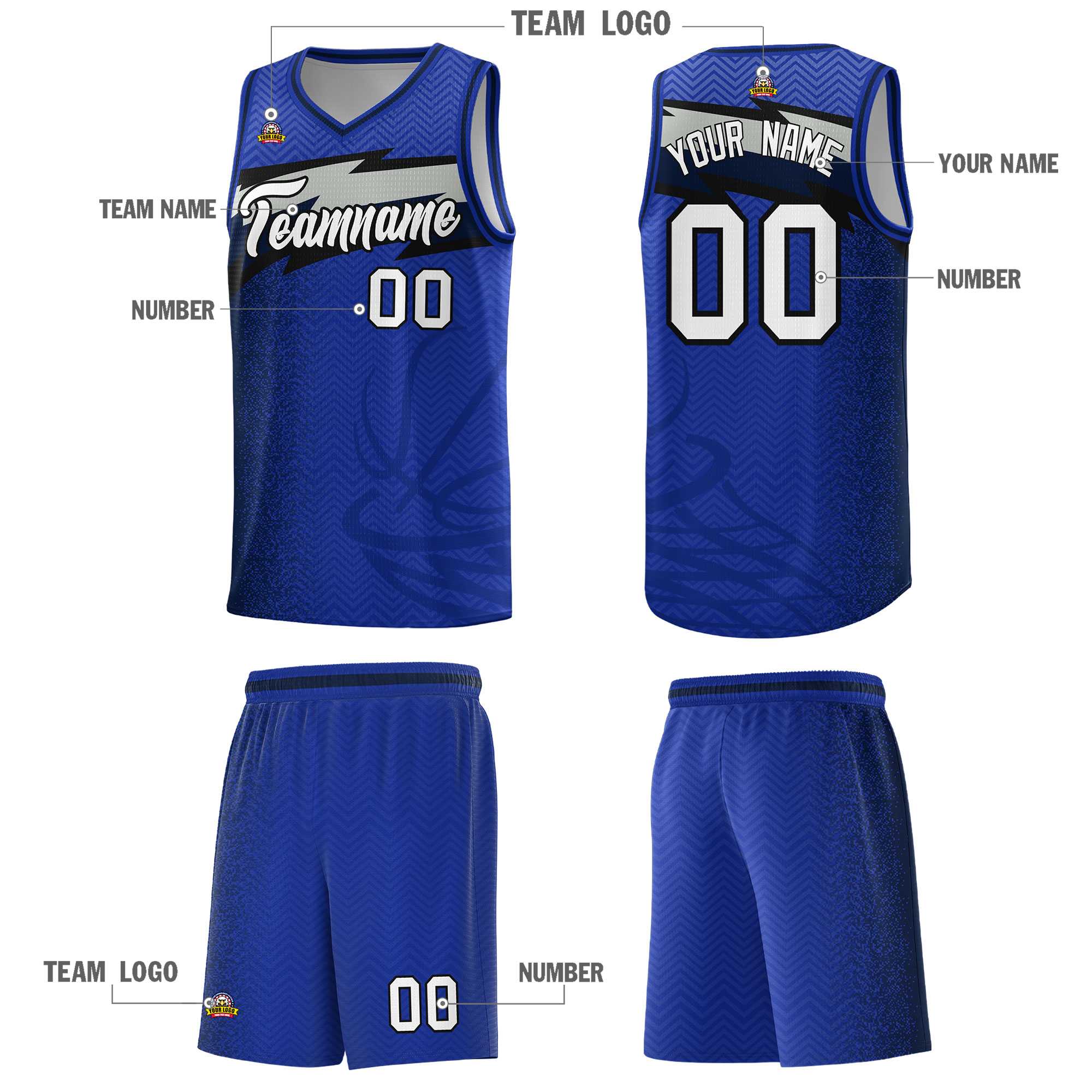 Custom Royal Dot Scatter Graffiti Pattern Sports Uniform Basketball Jersey|KXKSHOP