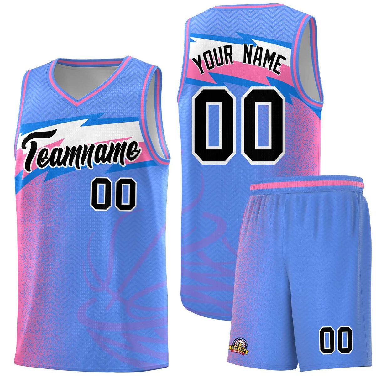 Custom Blue Dot Scatter Graffiti Pattern Sports Uniform Basketball Jersey|KXKSHOP