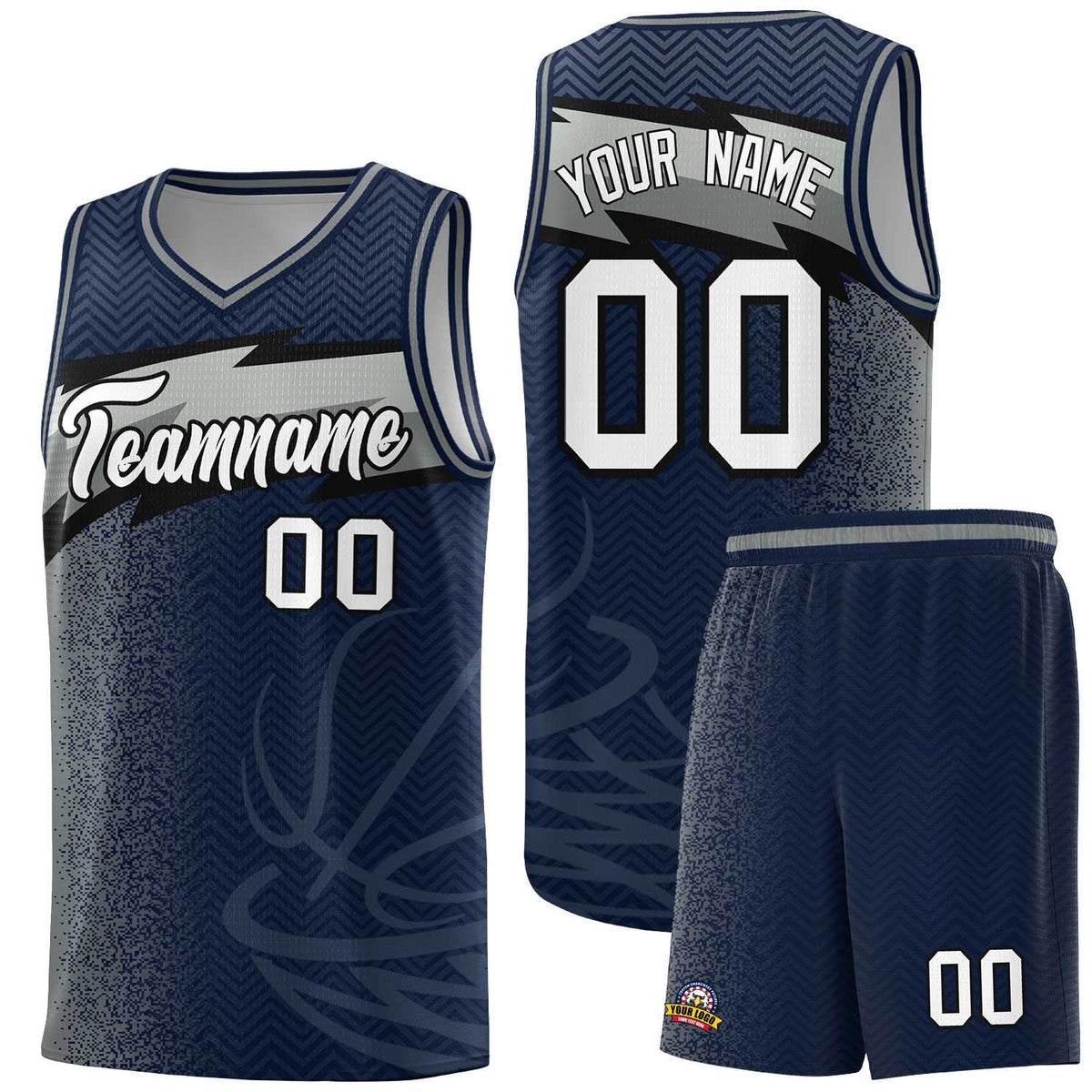 Custom Navy Dot Scatter Graffiti Pattern Sports Uniform Basketball Jersey|KXKSHOP
