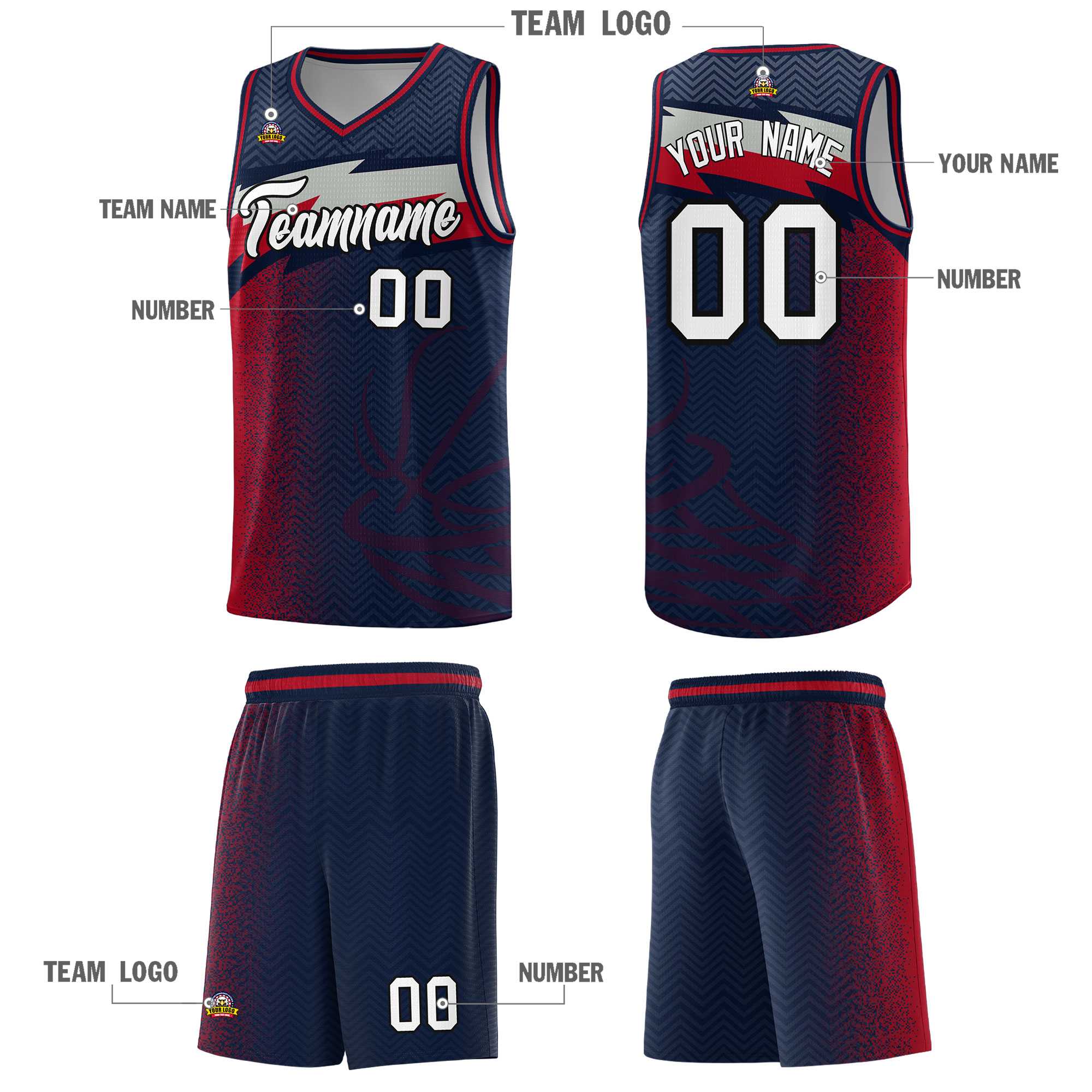 Custom Navy Dot Scatter Graffiti Pattern Sports Uniform Basketball Jersey|KXKSHOP