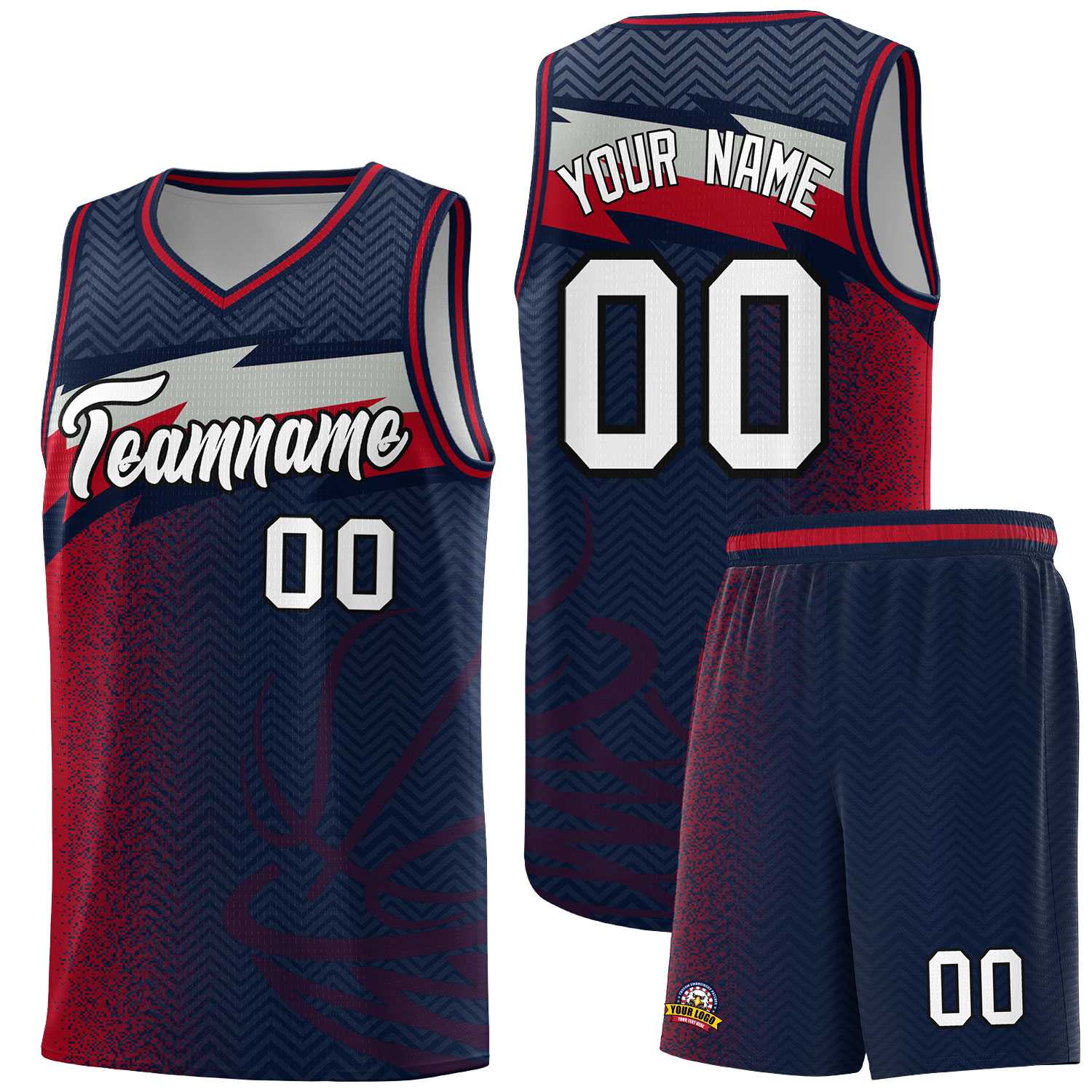 Custom Navy Dot Scatter Graffiti Pattern Sports Uniform Basketball Jersey|KXKSHOP