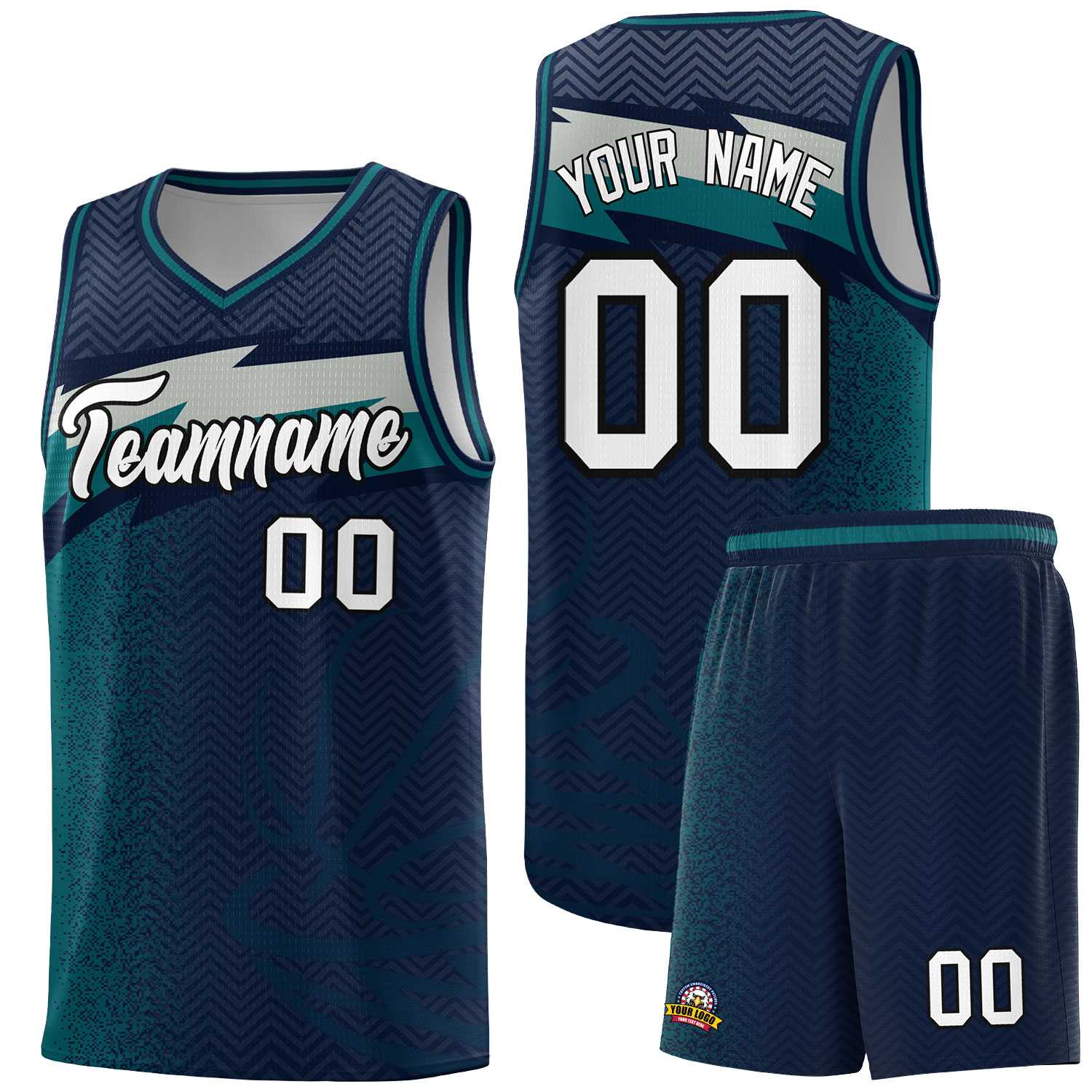 Custom Navy Dot Scatter Graffiti Pattern Sports Uniform Basketball Jersey|KXKSHOP