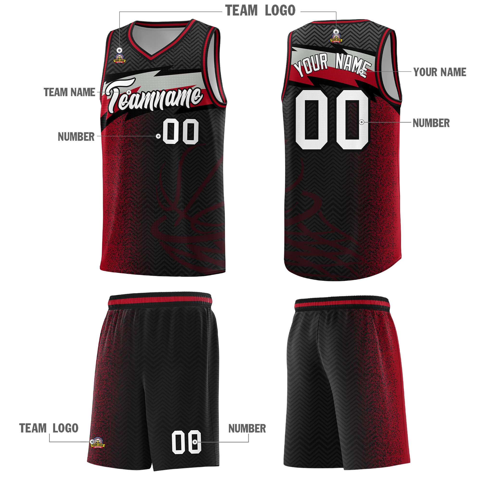 Custom Black Dot Scatter Graffiti Pattern Sports Uniform Basketball Jersey|KXKSHOP