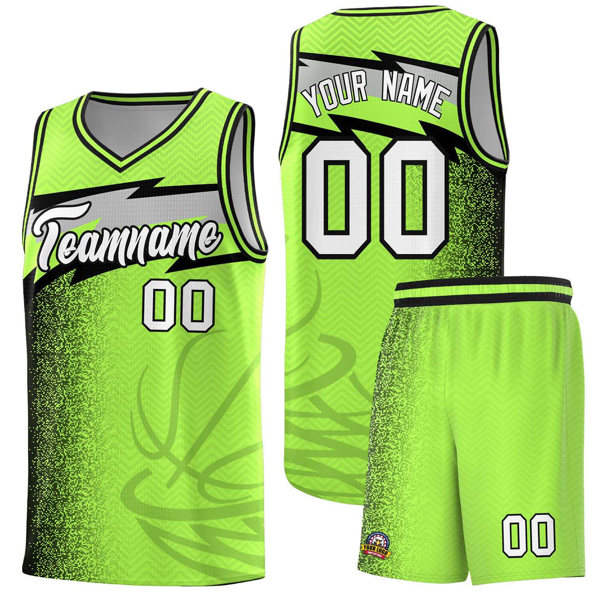 Custom Neon Green Dot Scatter Graffiti Pattern Sports Uniform Basketball Jersey|KXKSHOP