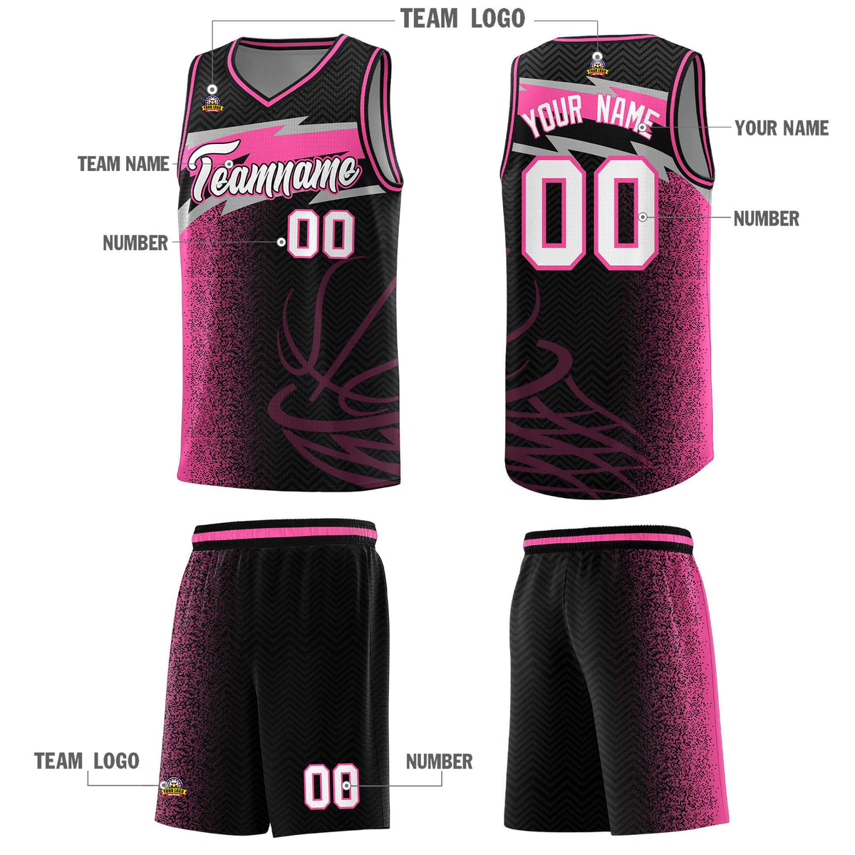 Custom Black Dot Scatter Graffiti Pattern Sports Uniform Basketball Jersey|KXKSHOP