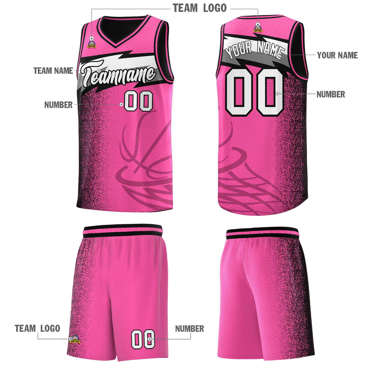 Custom Pink Dot Scatter Graffiti Pattern Sports Uniform Basketball Jersey|KXKSHOP