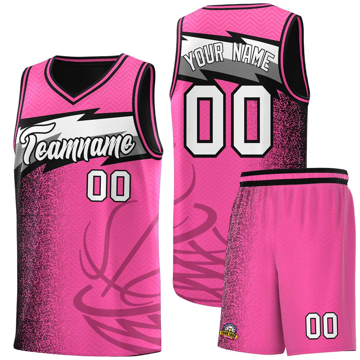 Custom Pink Dot Scatter Graffiti Pattern Sports Uniform Basketball Jersey|KXKSHOP