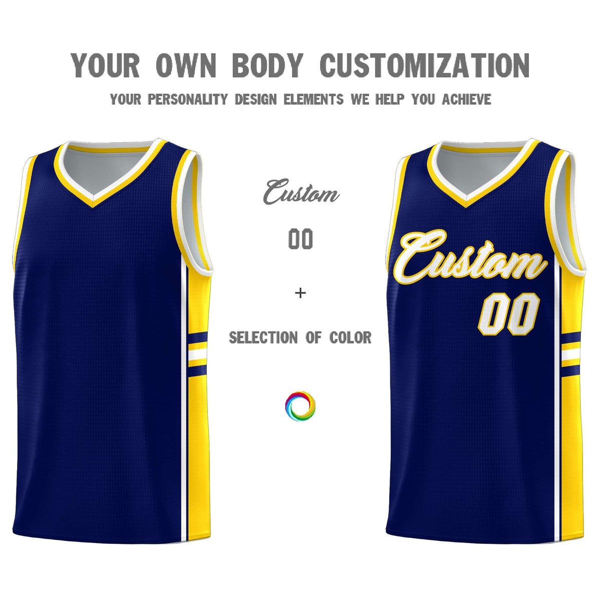 Custom Youth Basketball Jersey - Navy Gold Two-Tone Varsity Jersey Set