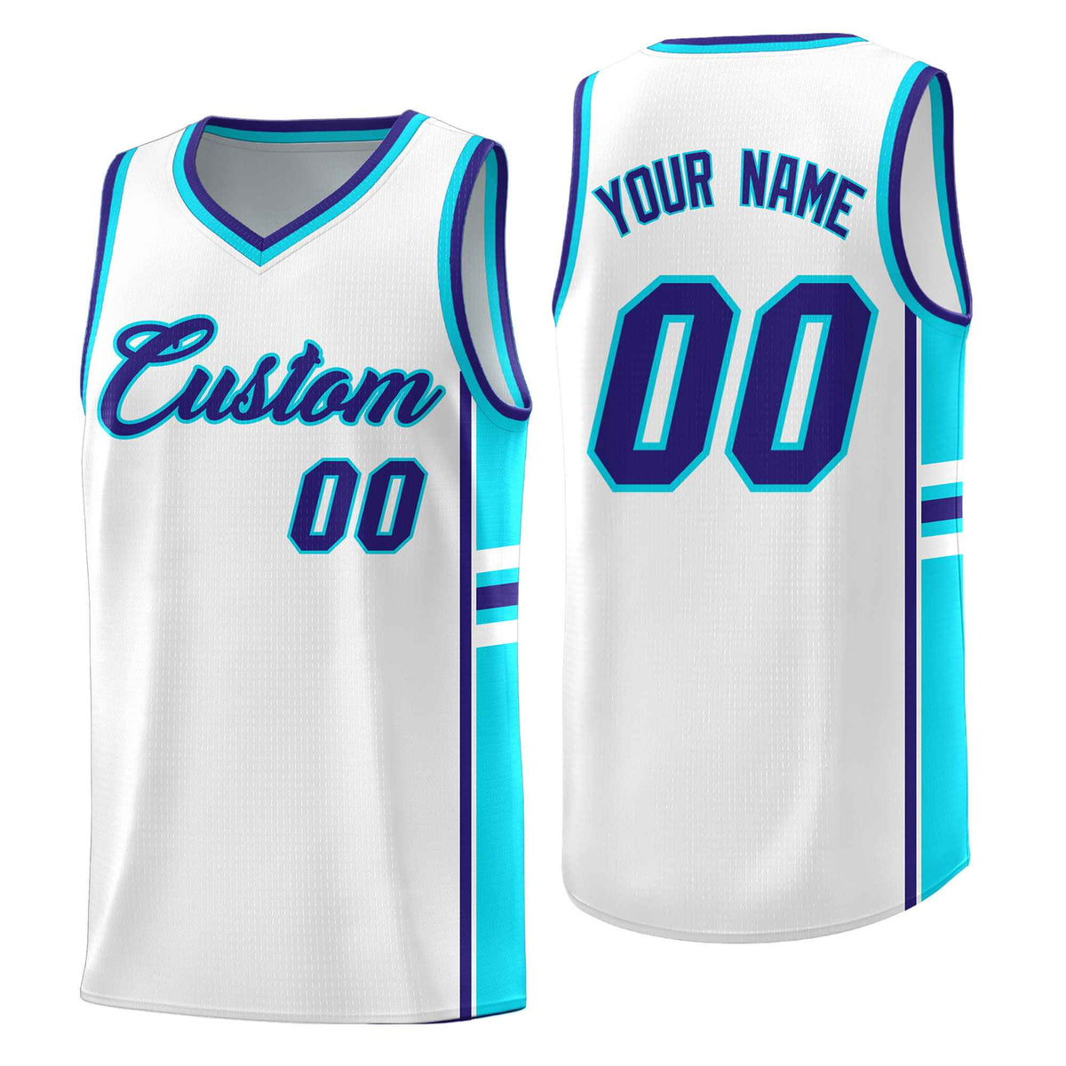 Custom Youth Basketball Jersey - White Royal Personalized Varsity Two-Tone Uniform
