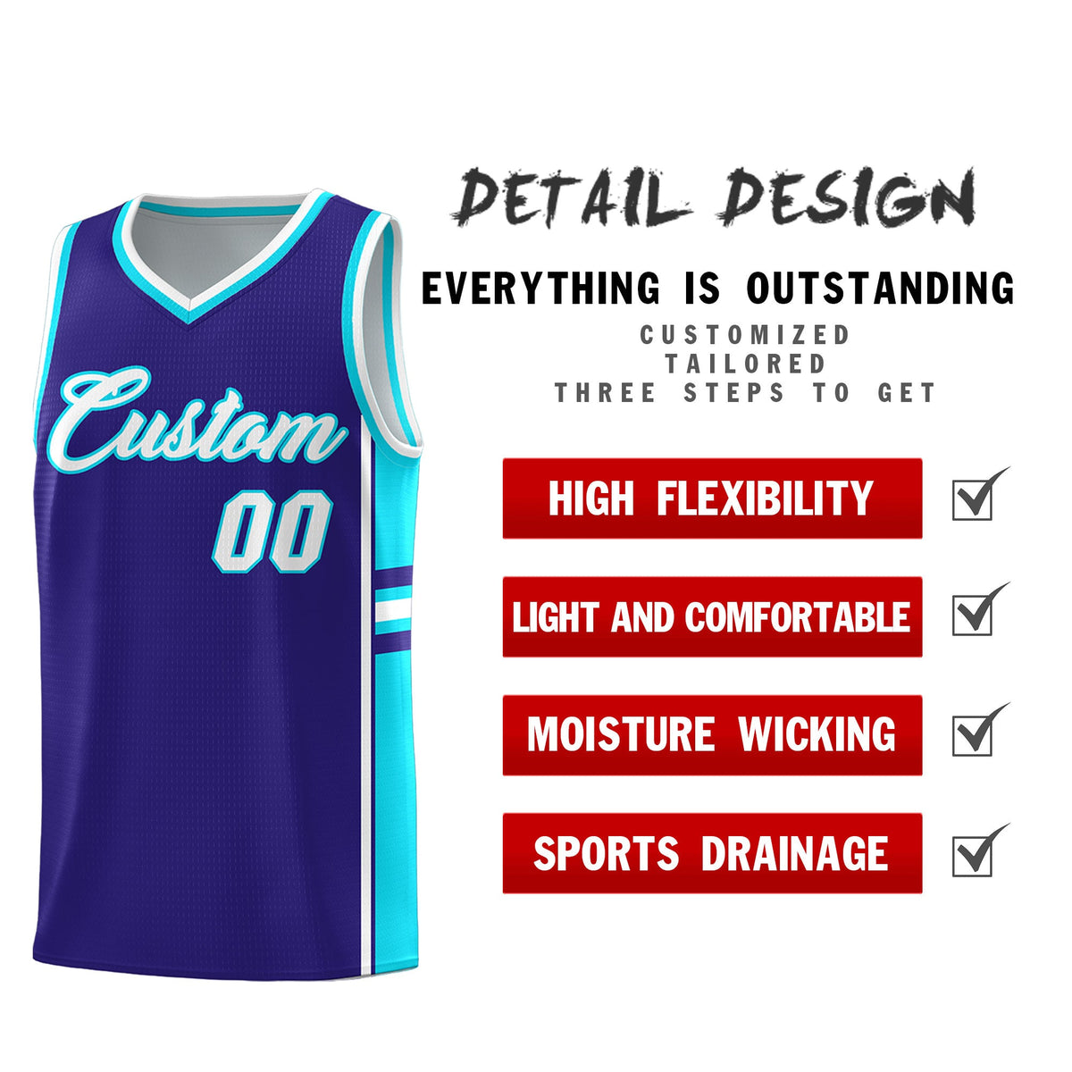 Custom Youth Basketball Jersey - Royal Sky Blue Two-Tone Varsity Jersey Set