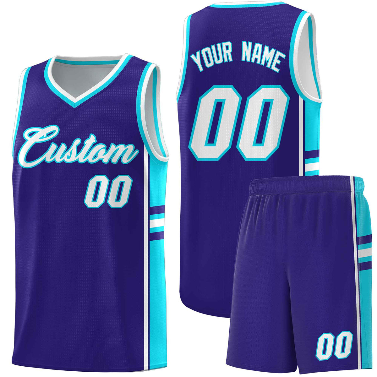 Custom Youth Basketball Jersey - Royal Sky Blue Two-Tone Varsity Jersey Set