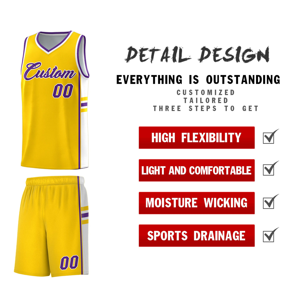 Custom Youth Basketball Jersey - Gold White Two-Tone Classic Varsity Uniform