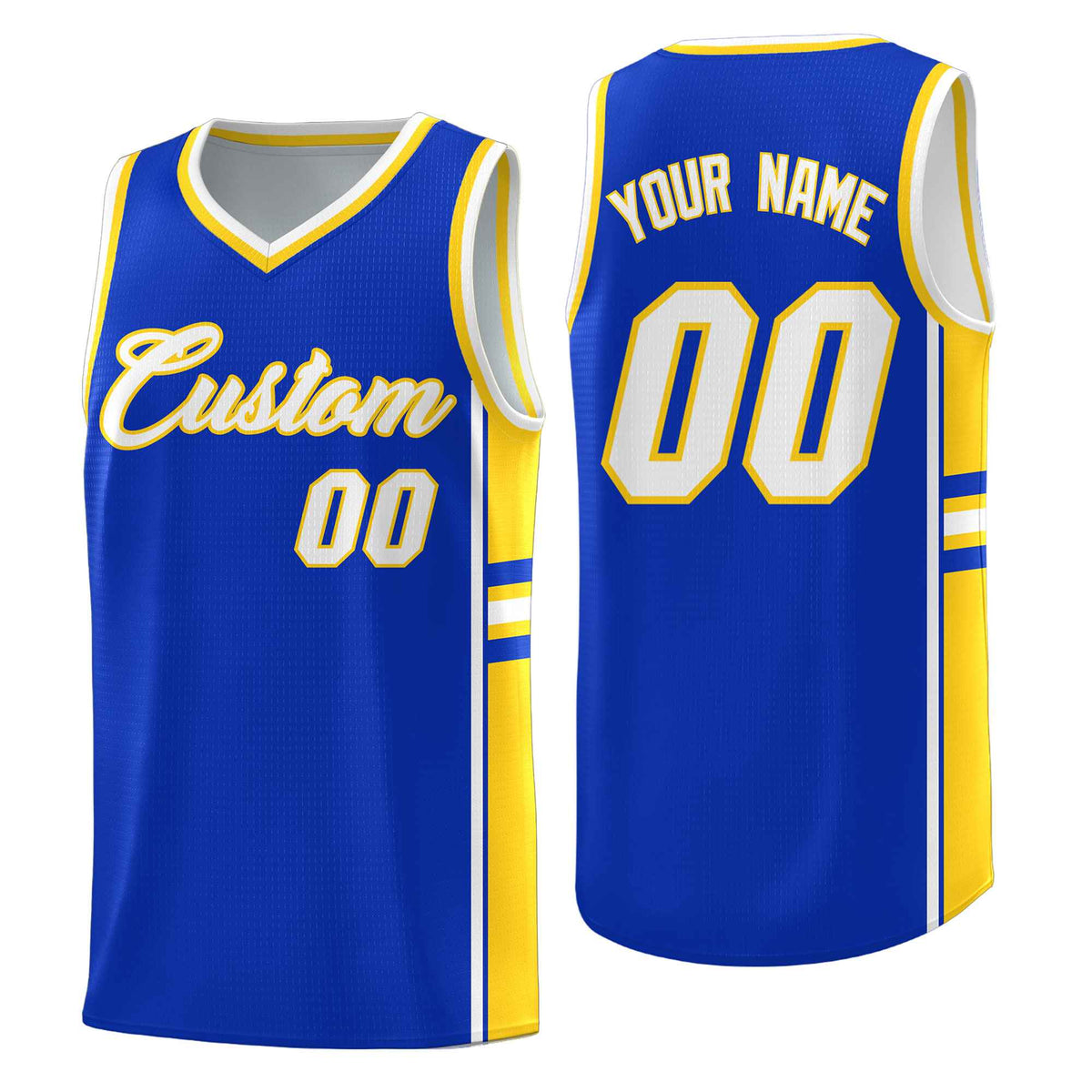 Custom Youth Basketball Jersey - Royal Gold Two-Tone Varsity Jersey Set